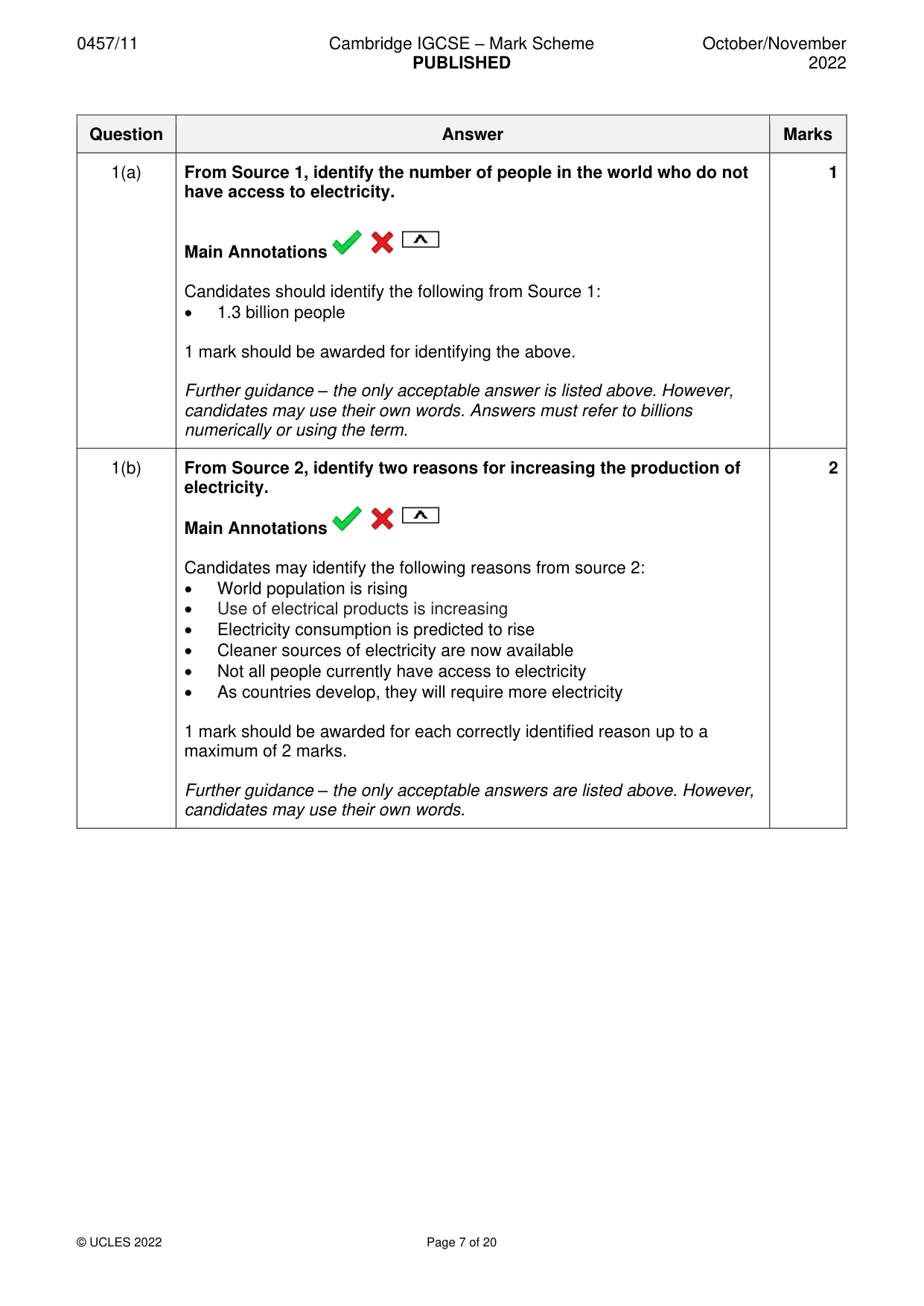 Mark scheme, page 7 of 20