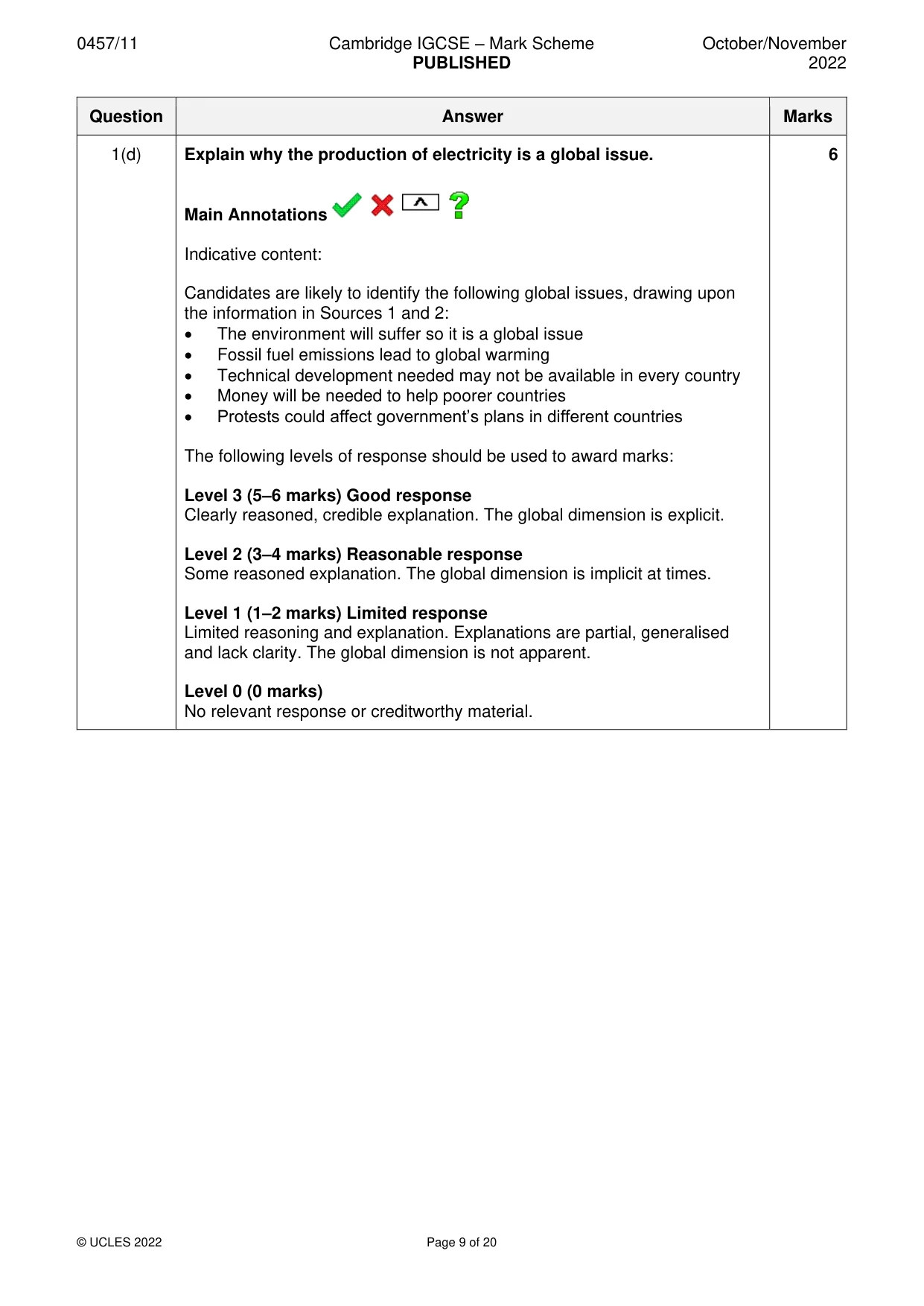 Mark scheme, page 9 of 20