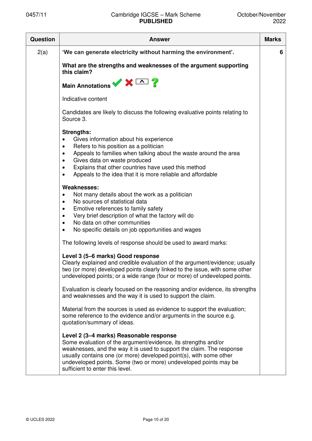 Mark scheme, page 10 of 20