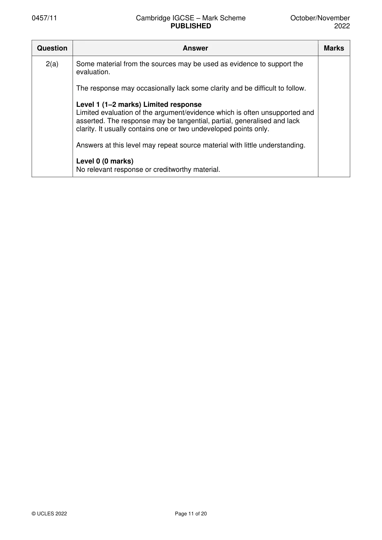 Mark scheme, page 11 of 20