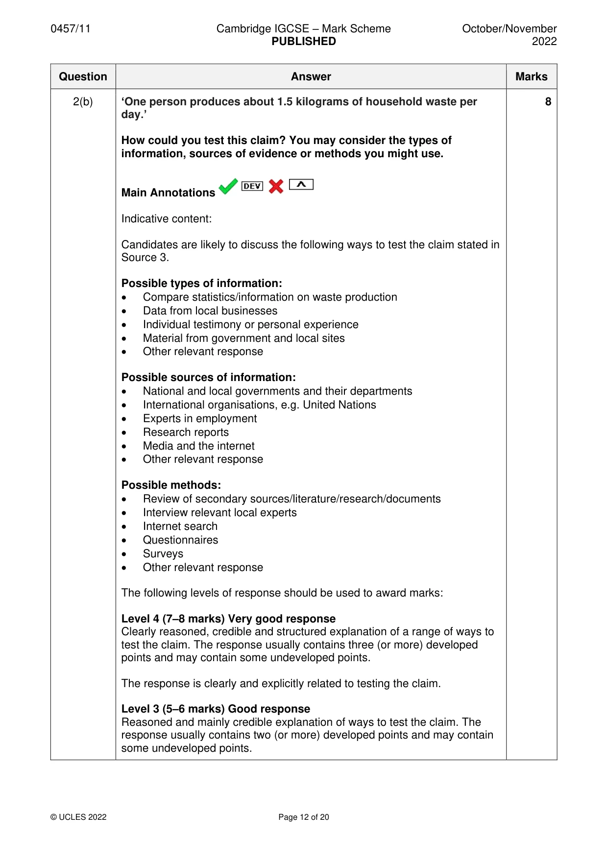 Mark scheme, page 12 of 20