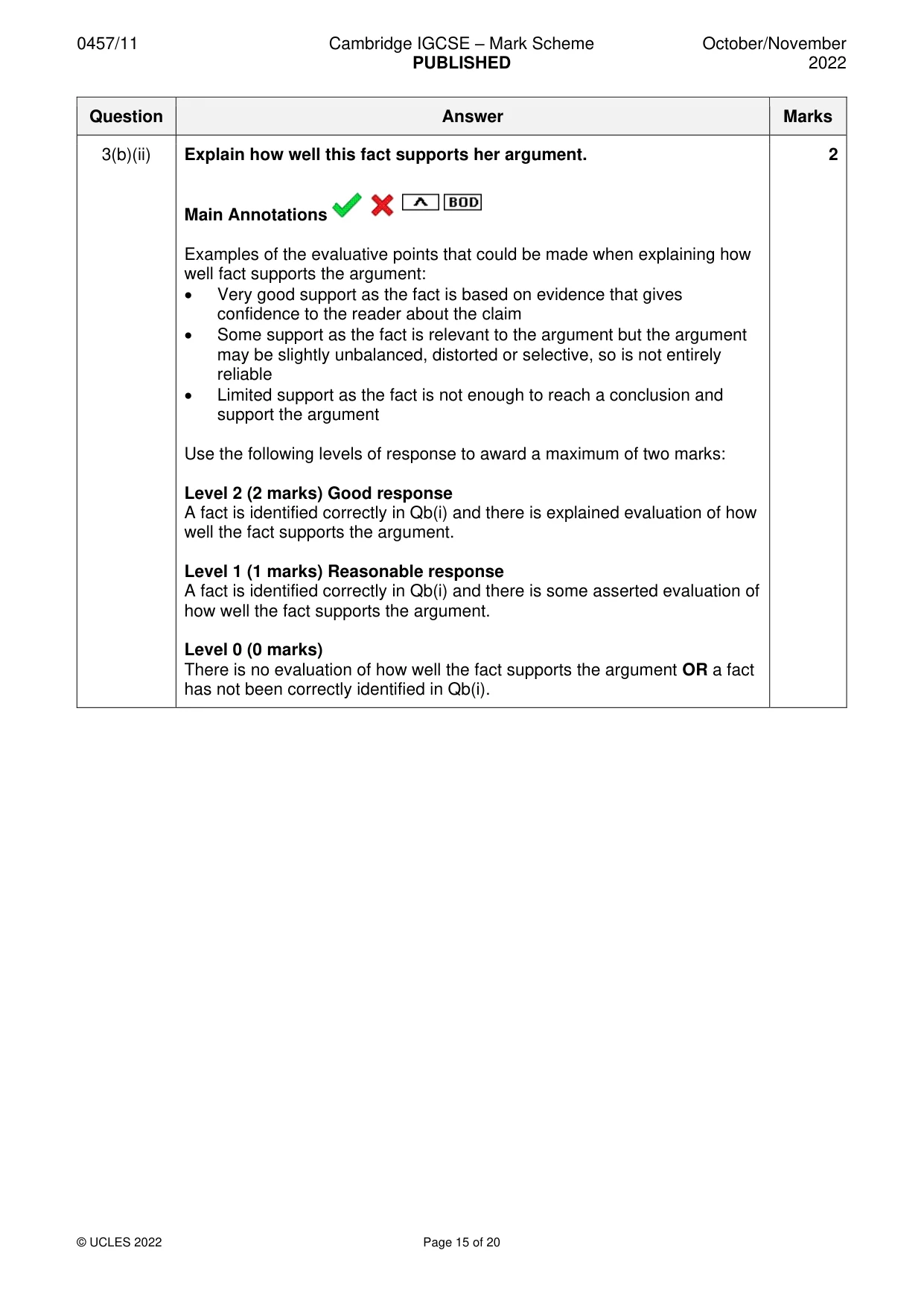 Mark scheme, page 15 of 20