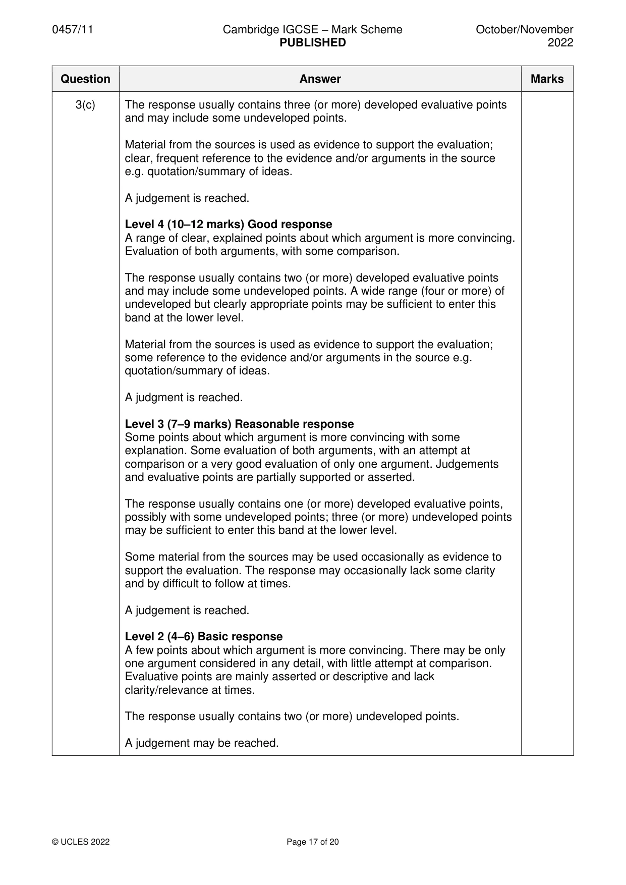 Mark scheme, page 17 of 20