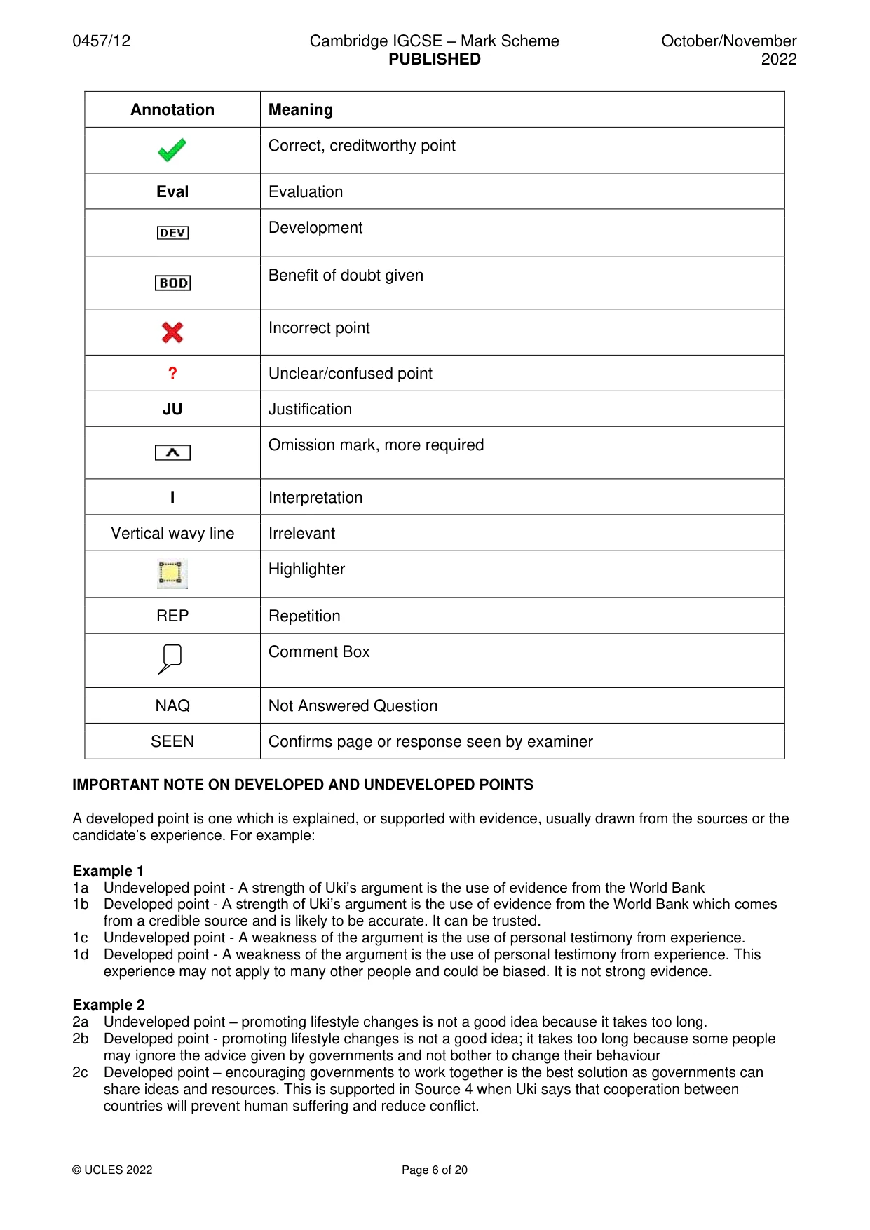 Mark scheme, page 6 of 20