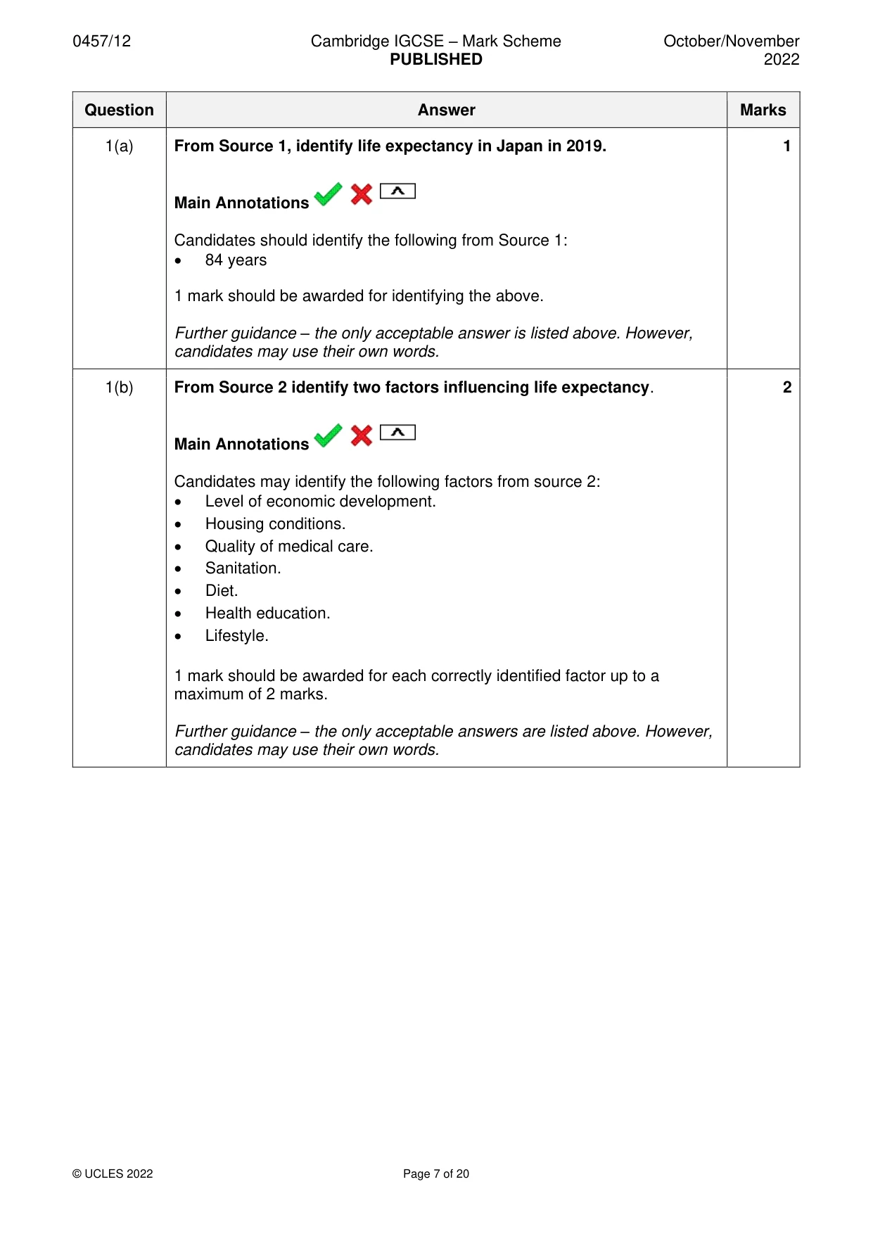 Mark scheme, page 7 of 20