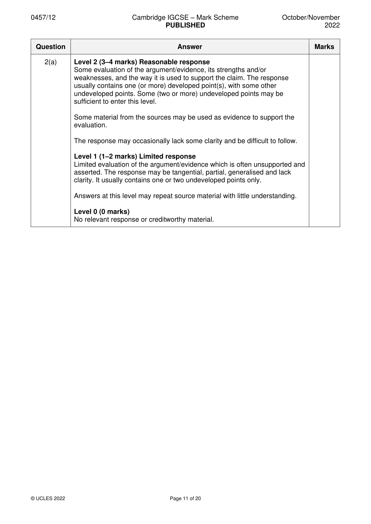 Mark scheme, page 11 of 20