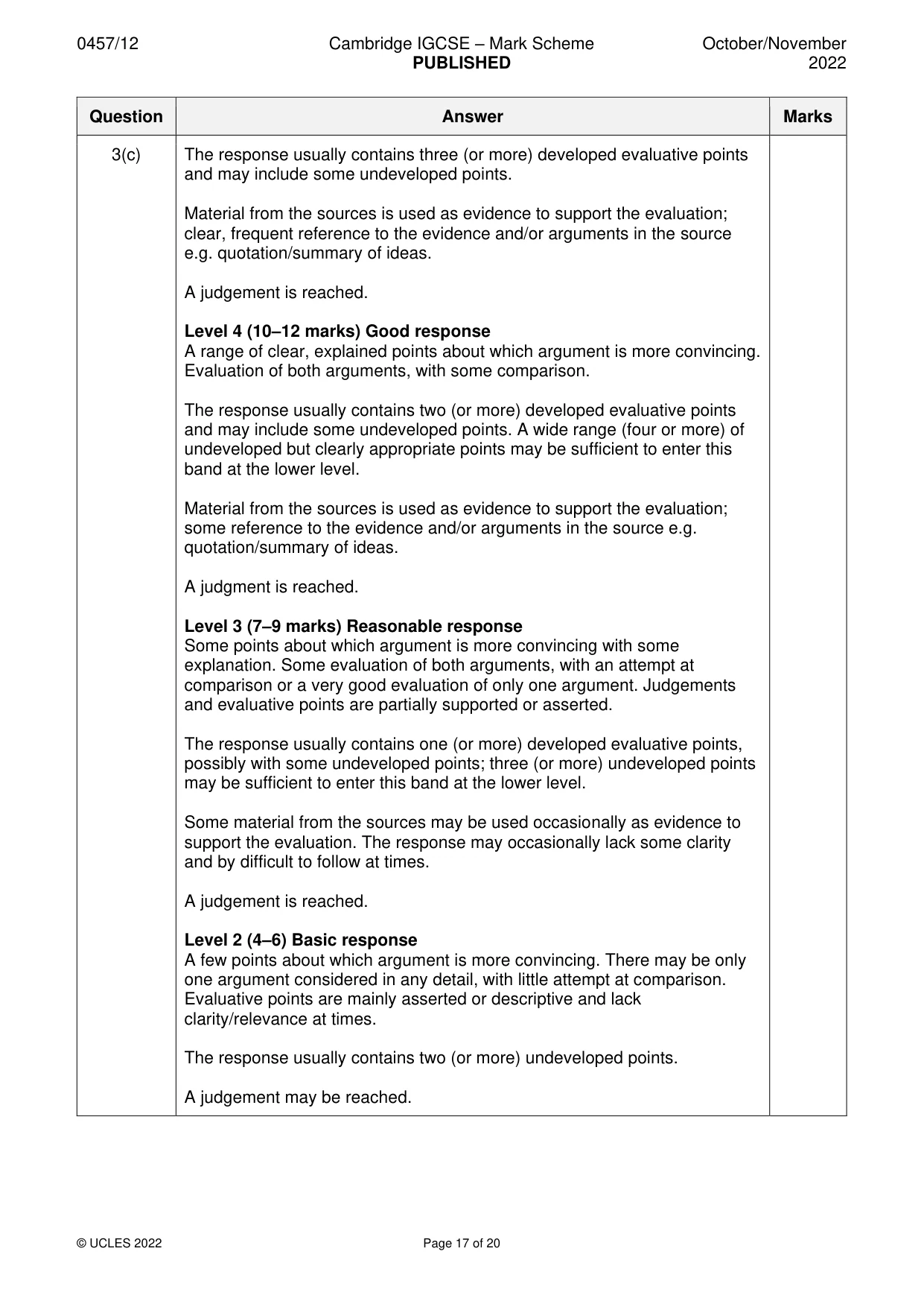 Mark scheme, page 17 of 20