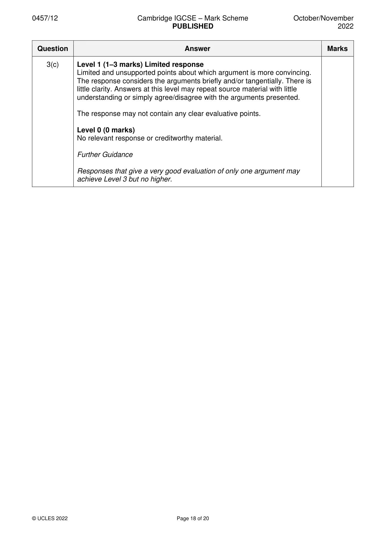 Mark scheme, page 18 of 20