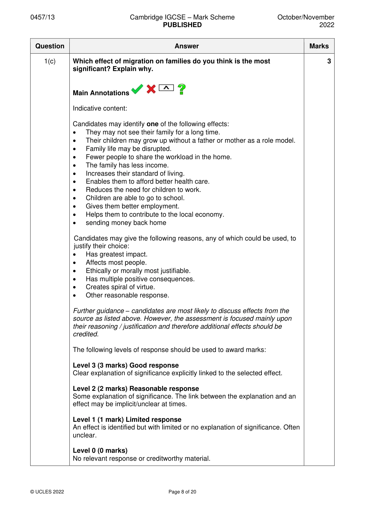 Mark scheme, page 8 of 20