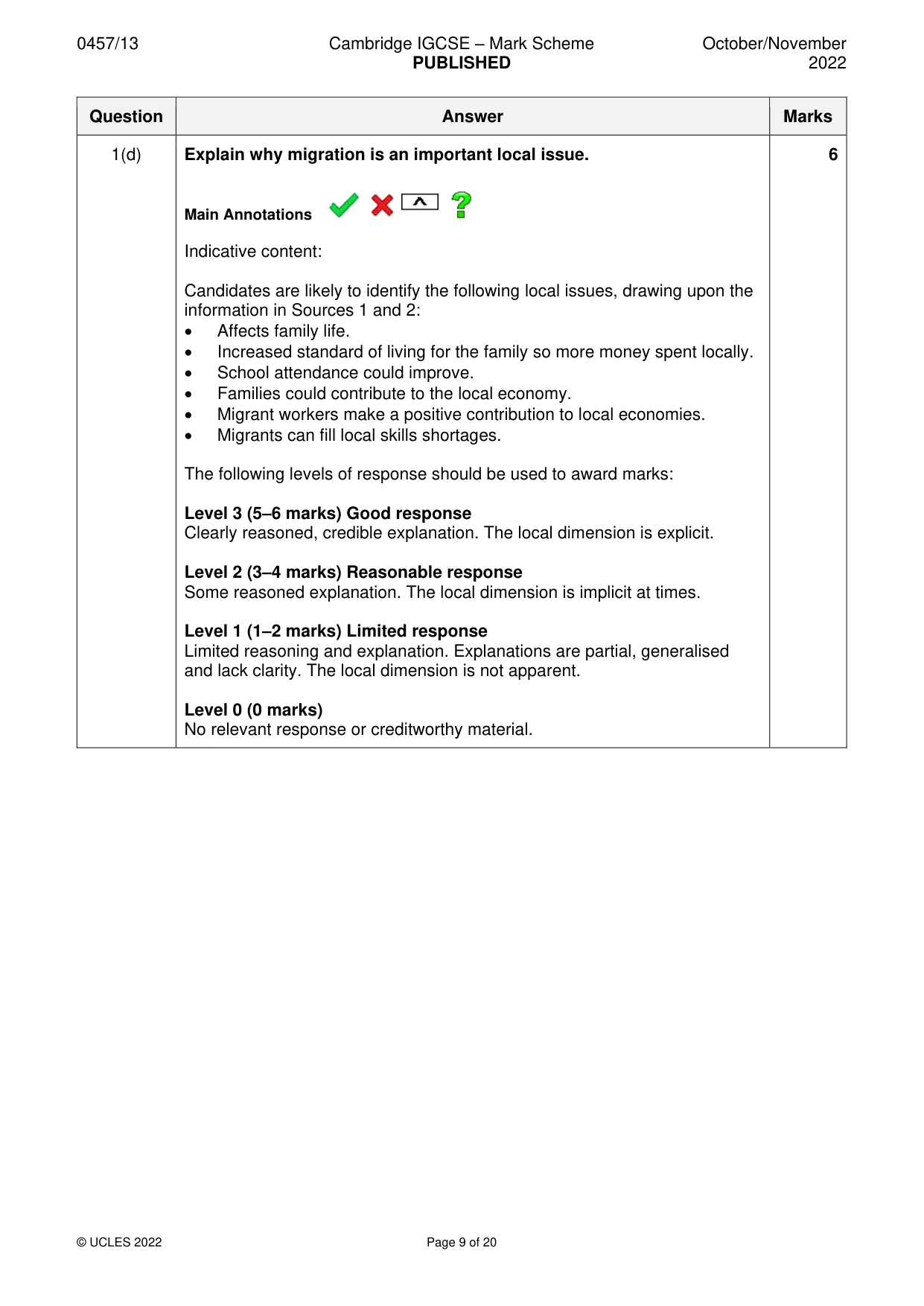 Mark scheme, page 9 of 20