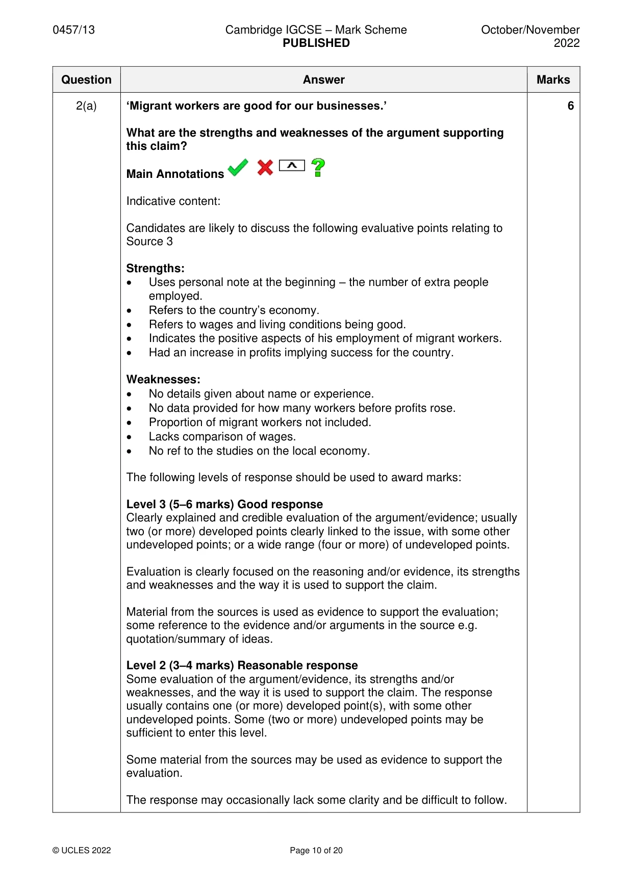 Mark scheme, page 10 of 20