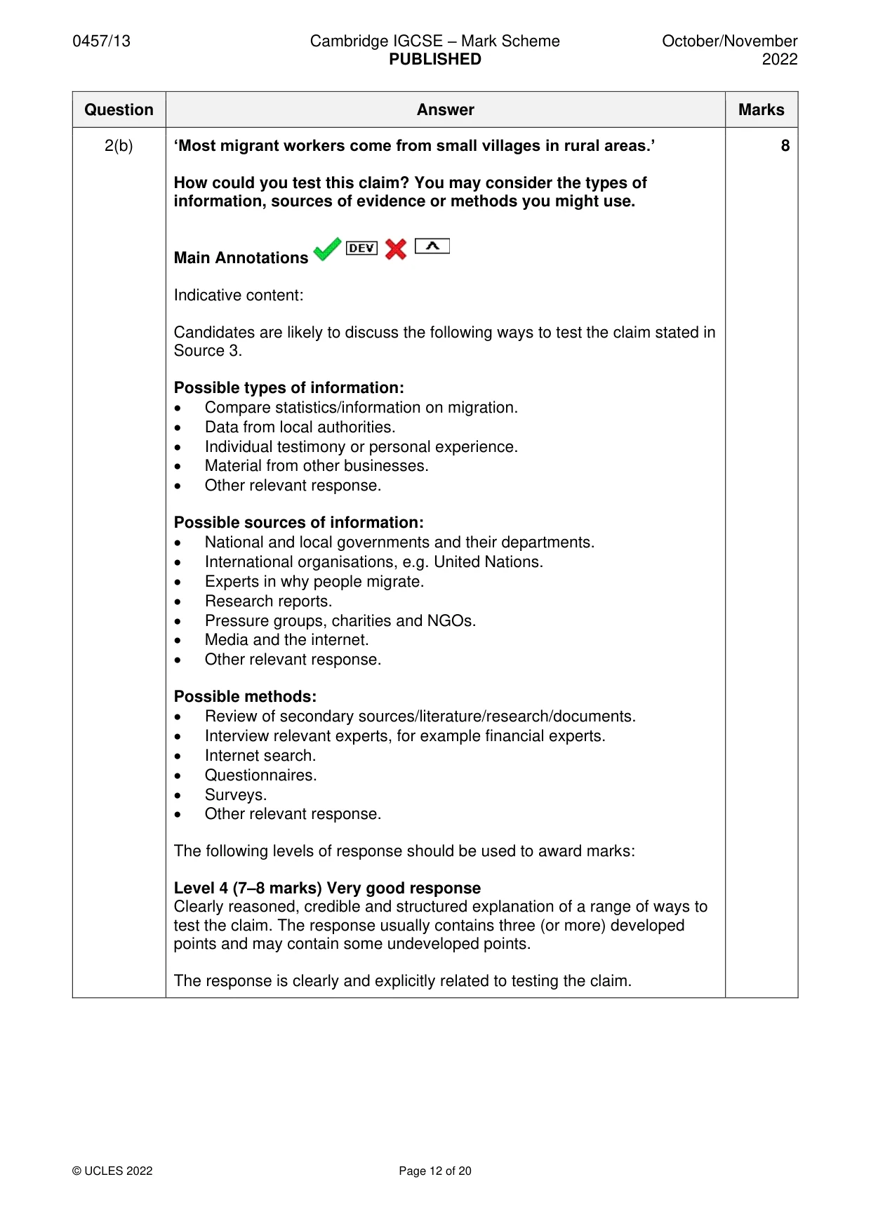 Mark scheme, page 12 of 20