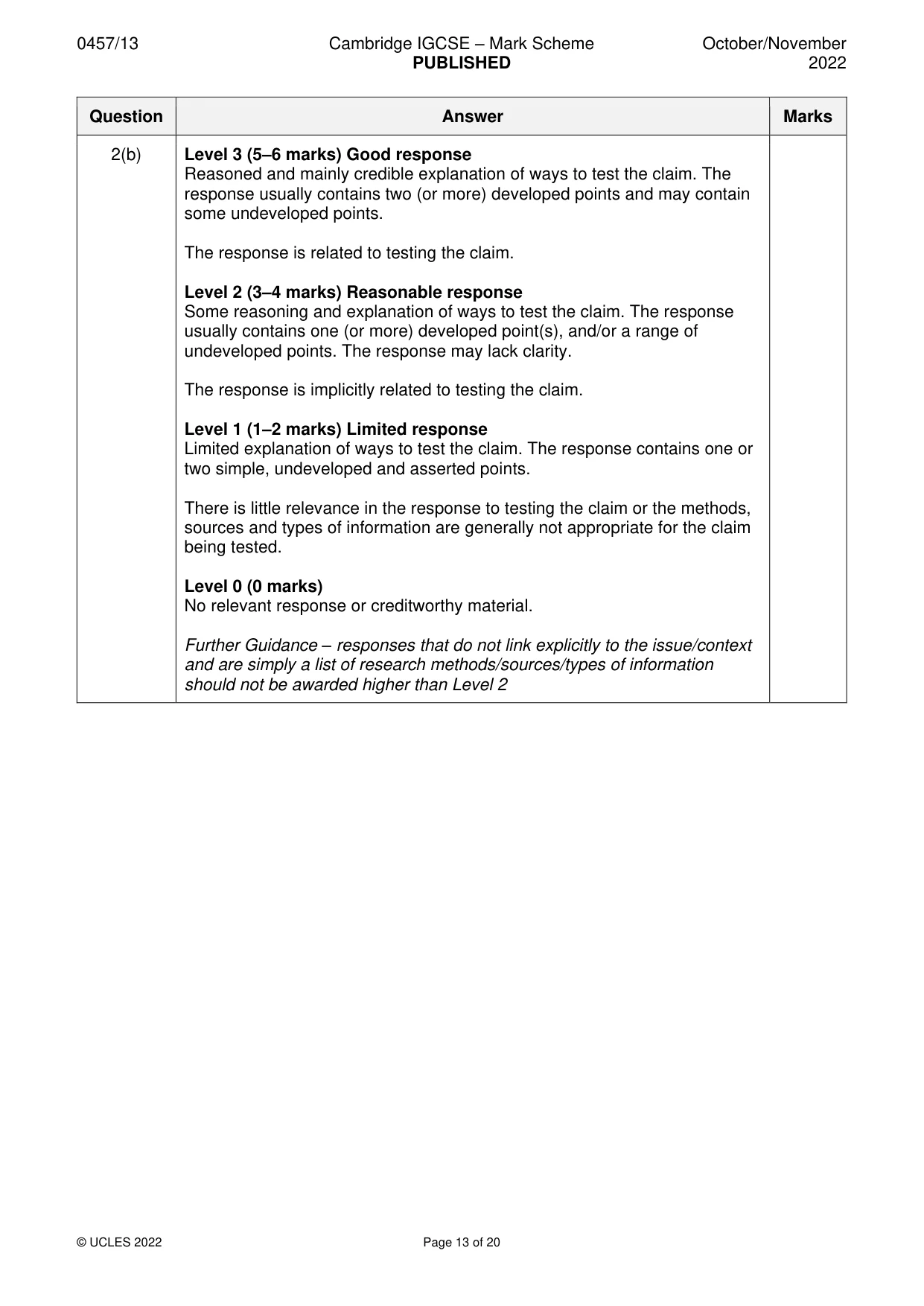 Mark scheme, page 13 of 20