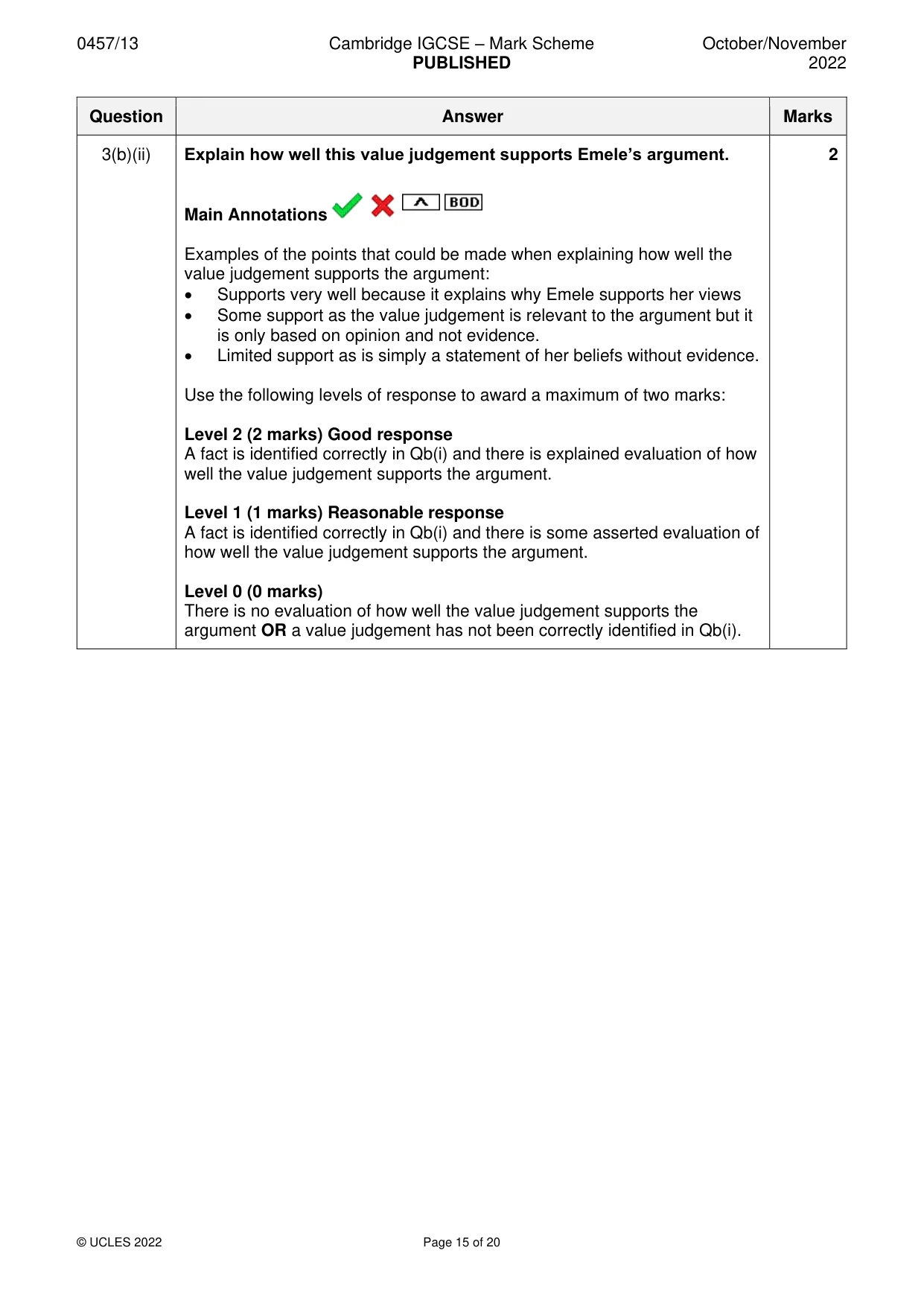 Mark scheme, page 15 of 20