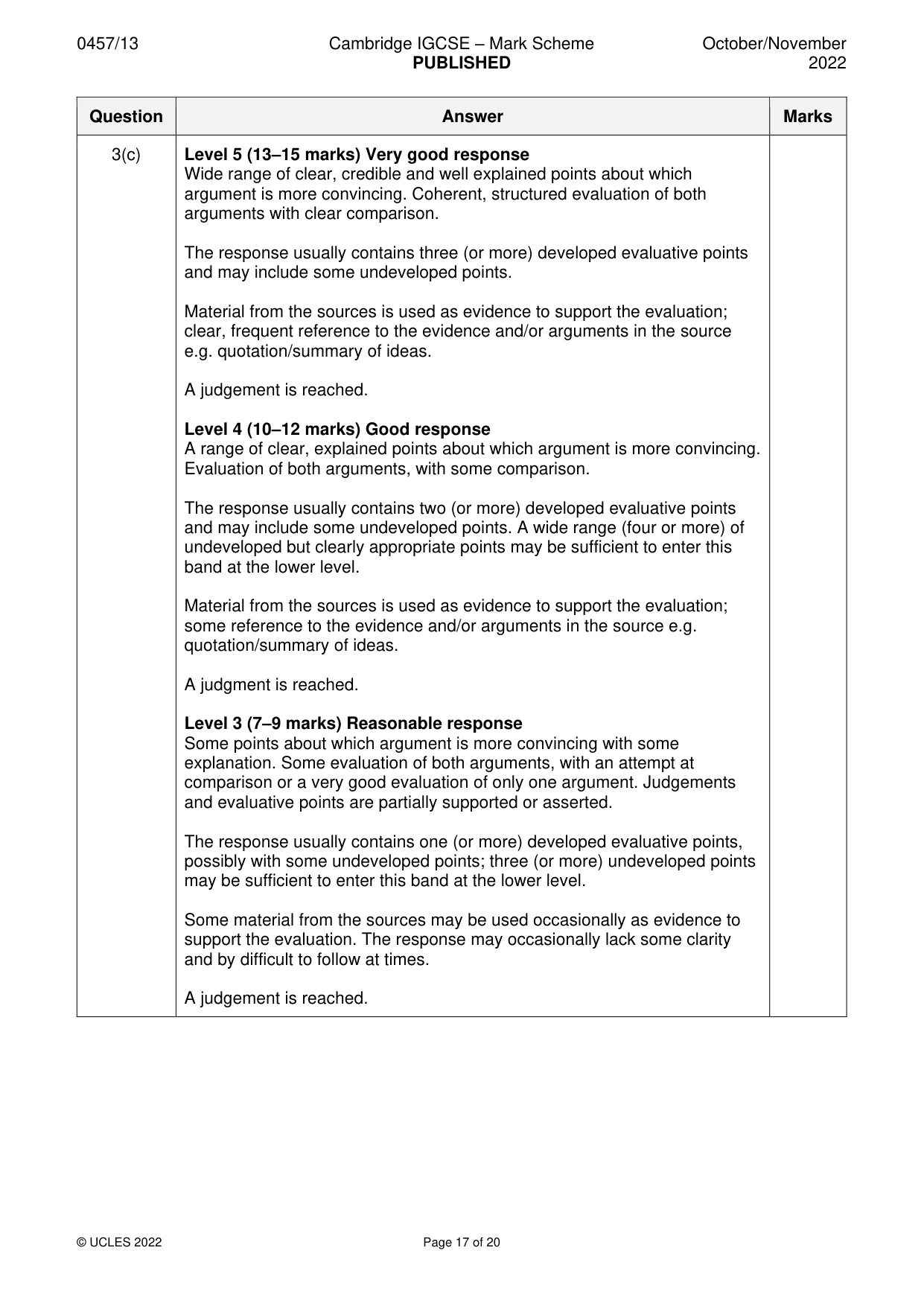 Mark scheme, page 17 of 20