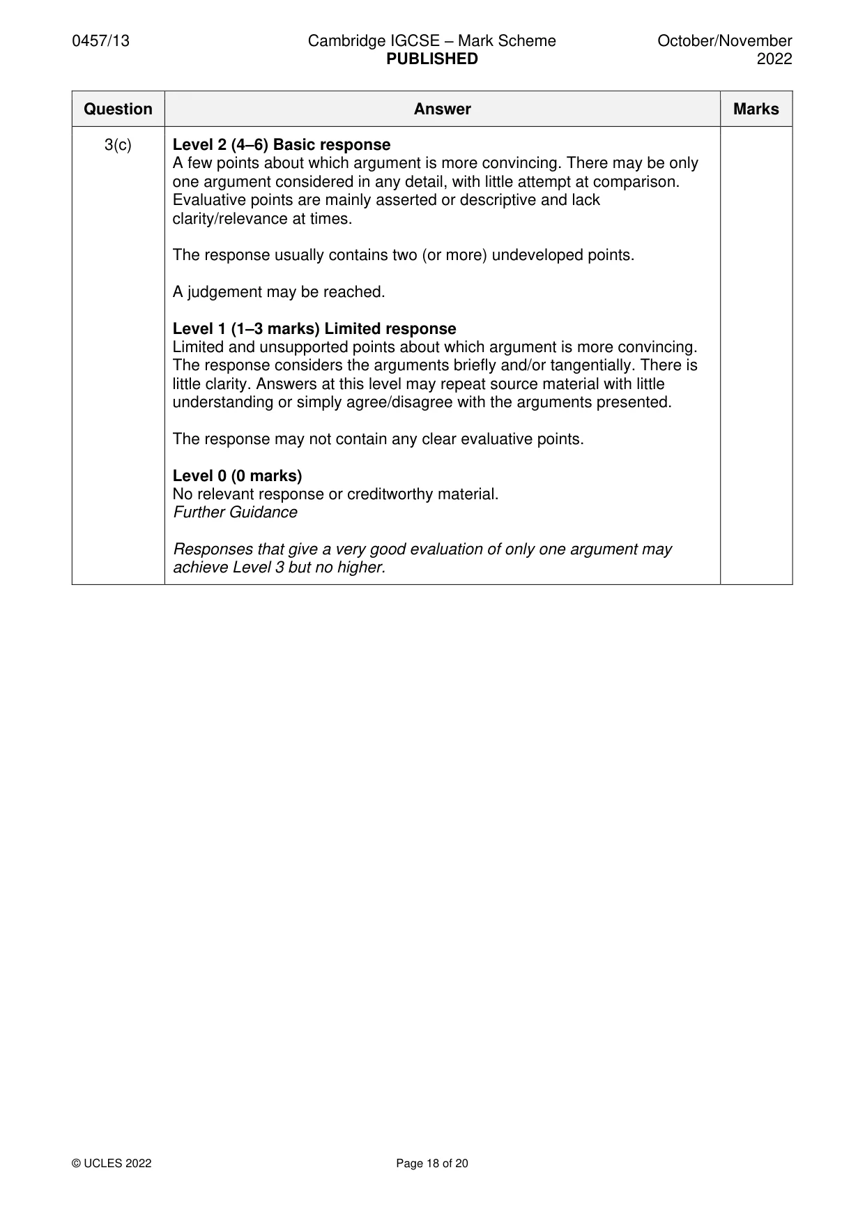 Mark scheme, page 18 of 20