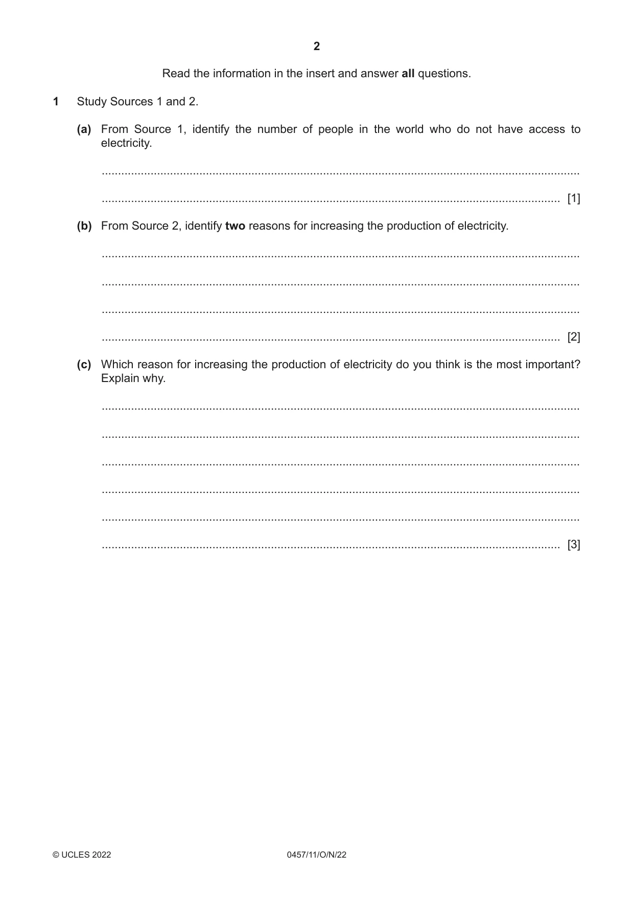 Cambridge IGCSE Global Perspectives 0457 2022 Oct/Nov Paper 1 · Variant 1 question paper, page 2 of 12