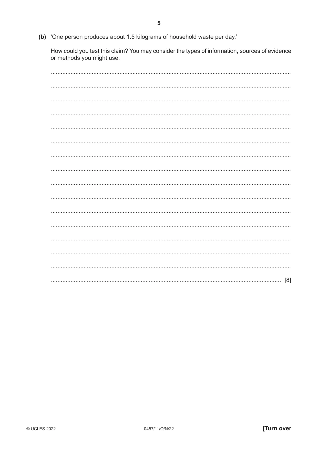 Cambridge IGCSE Global Perspectives 0457 2022 Oct/Nov Paper 1 · Variant 1 question paper, page 5 of 12