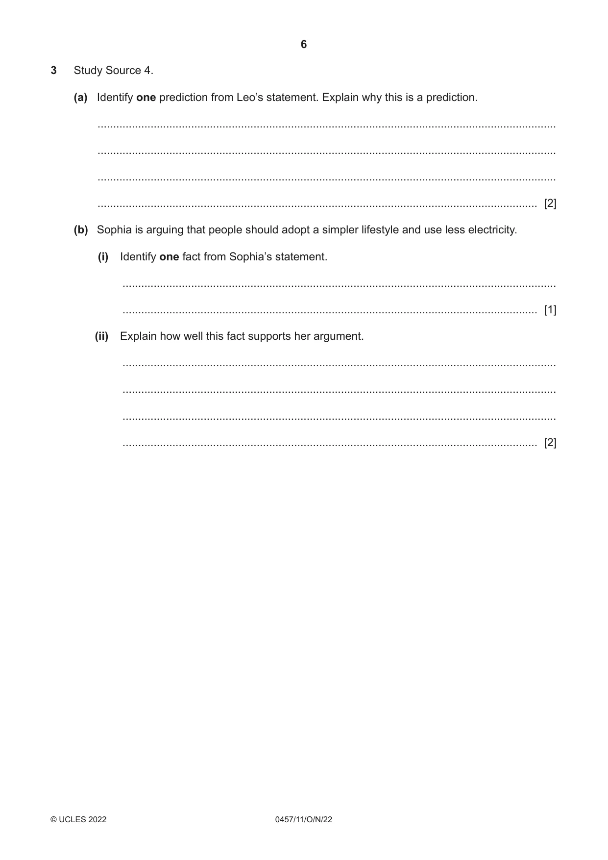 Cambridge IGCSE Global Perspectives 0457 2022 Oct/Nov Paper 1 · Variant 1 question paper, page 6 of 12