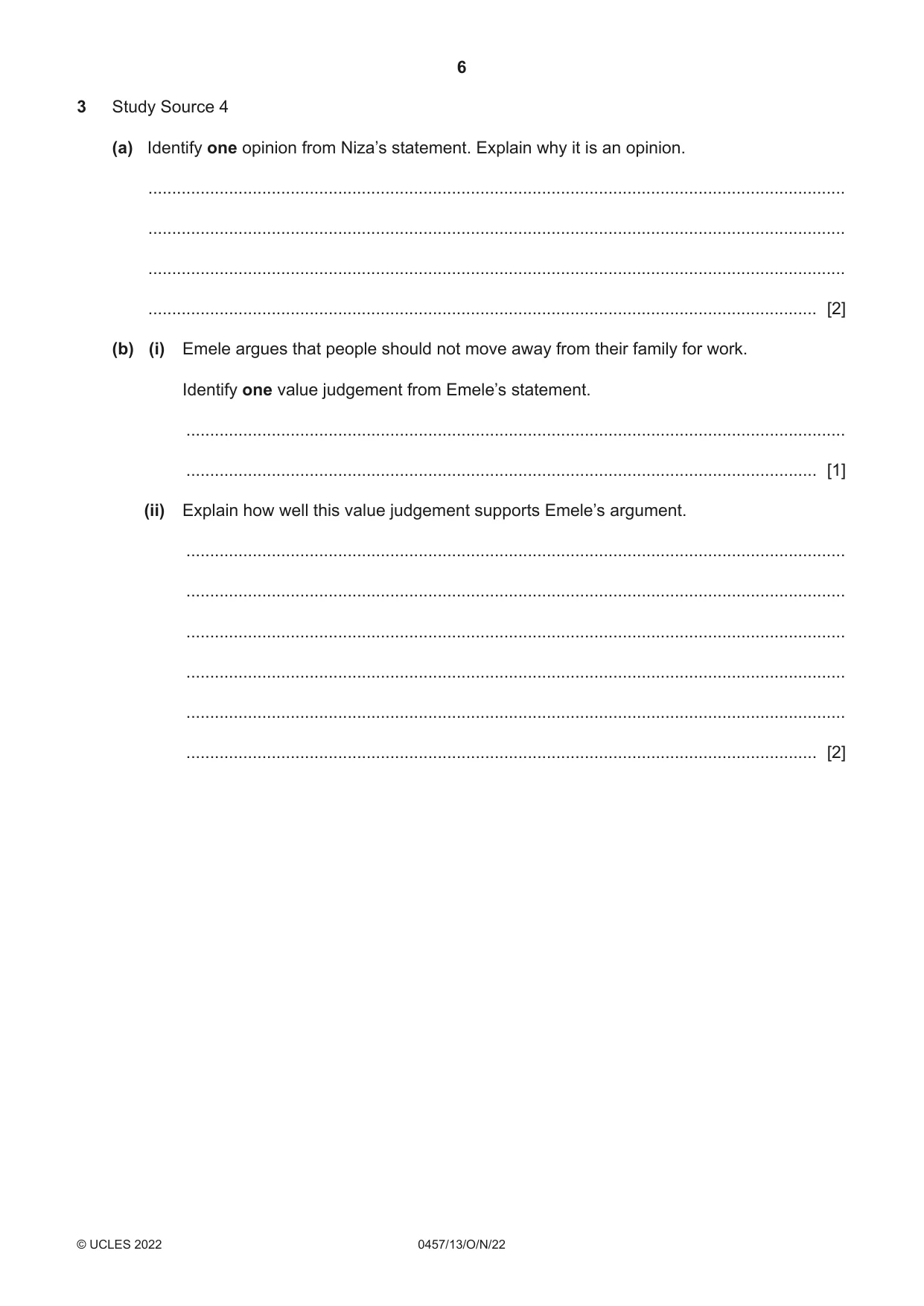 Cambridge IGCSE Global Perspectives 0457 2022 Oct/Nov Paper 1 · Variant 3 question paper, page 6 of 12