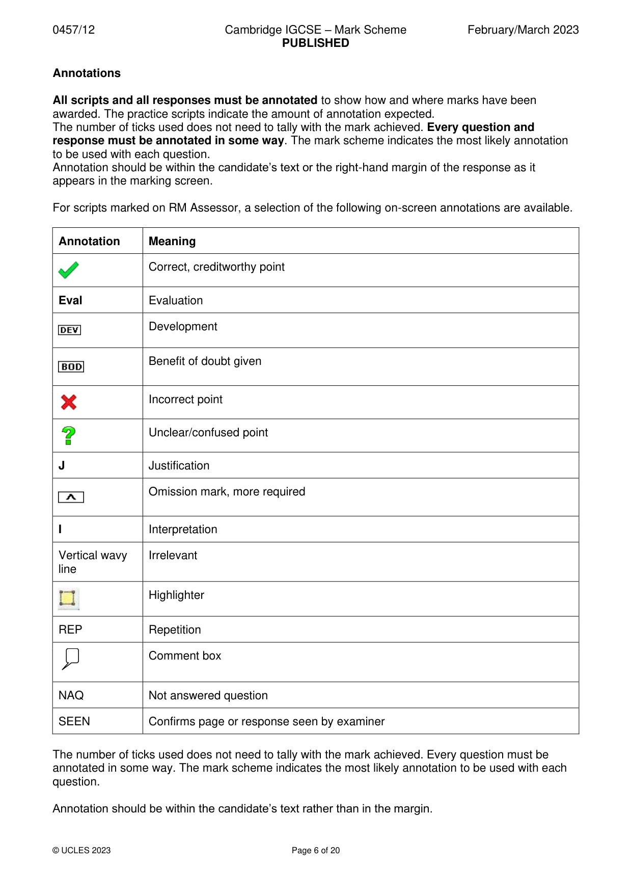 Mark scheme, page 6 of 20