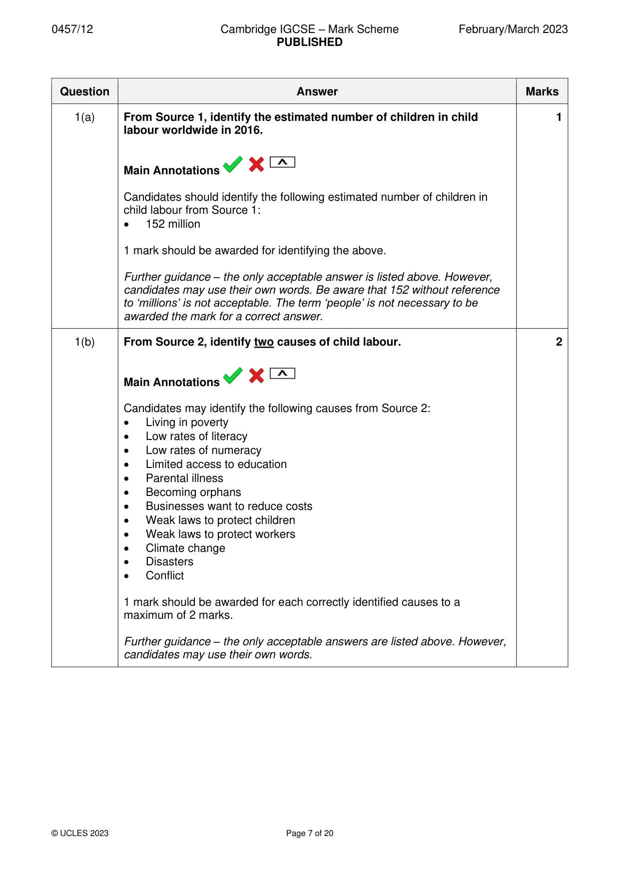 Mark scheme, page 7 of 20