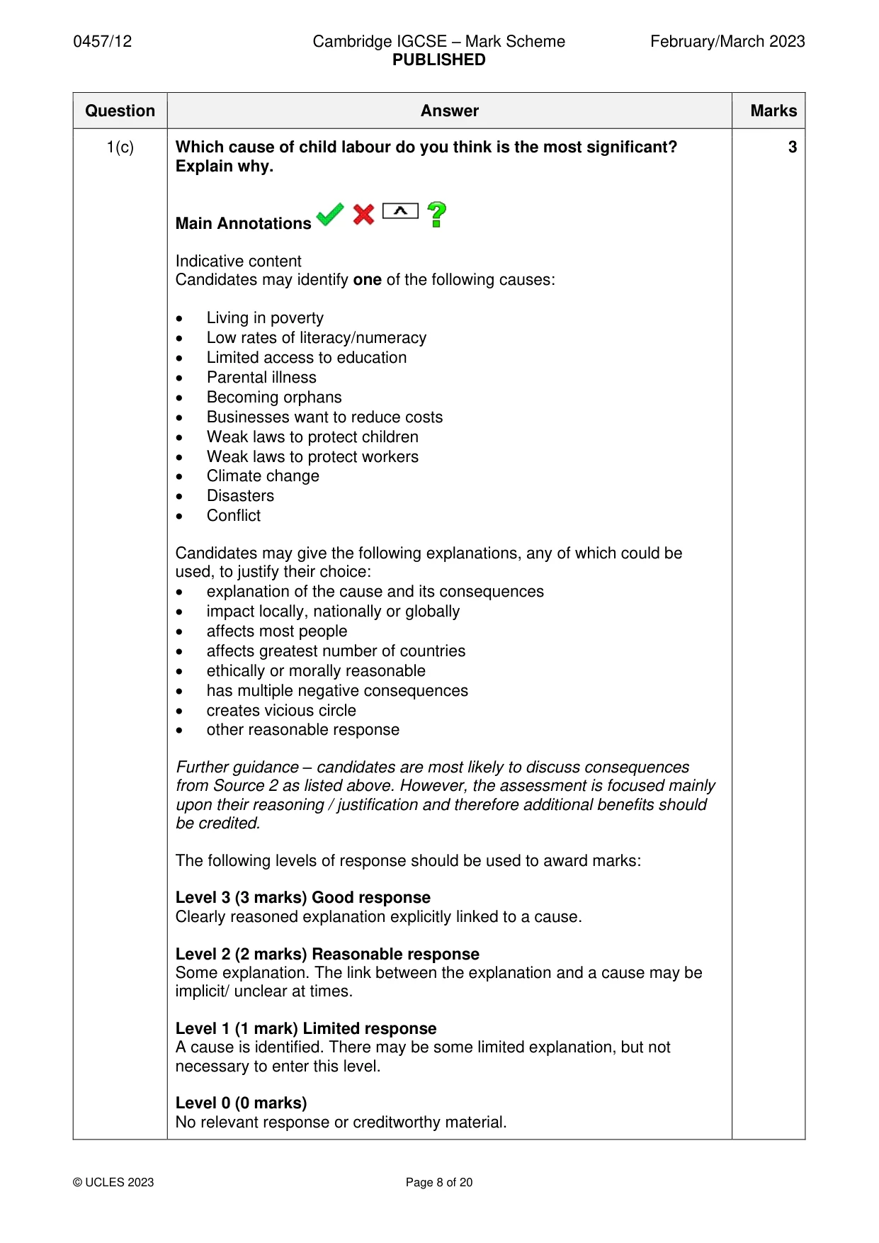 Mark scheme, page 8 of 20