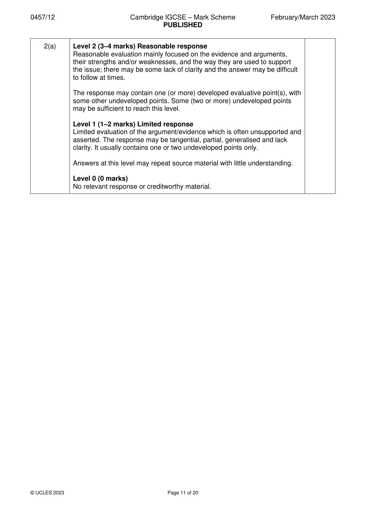 Mark scheme, page 11 of 20