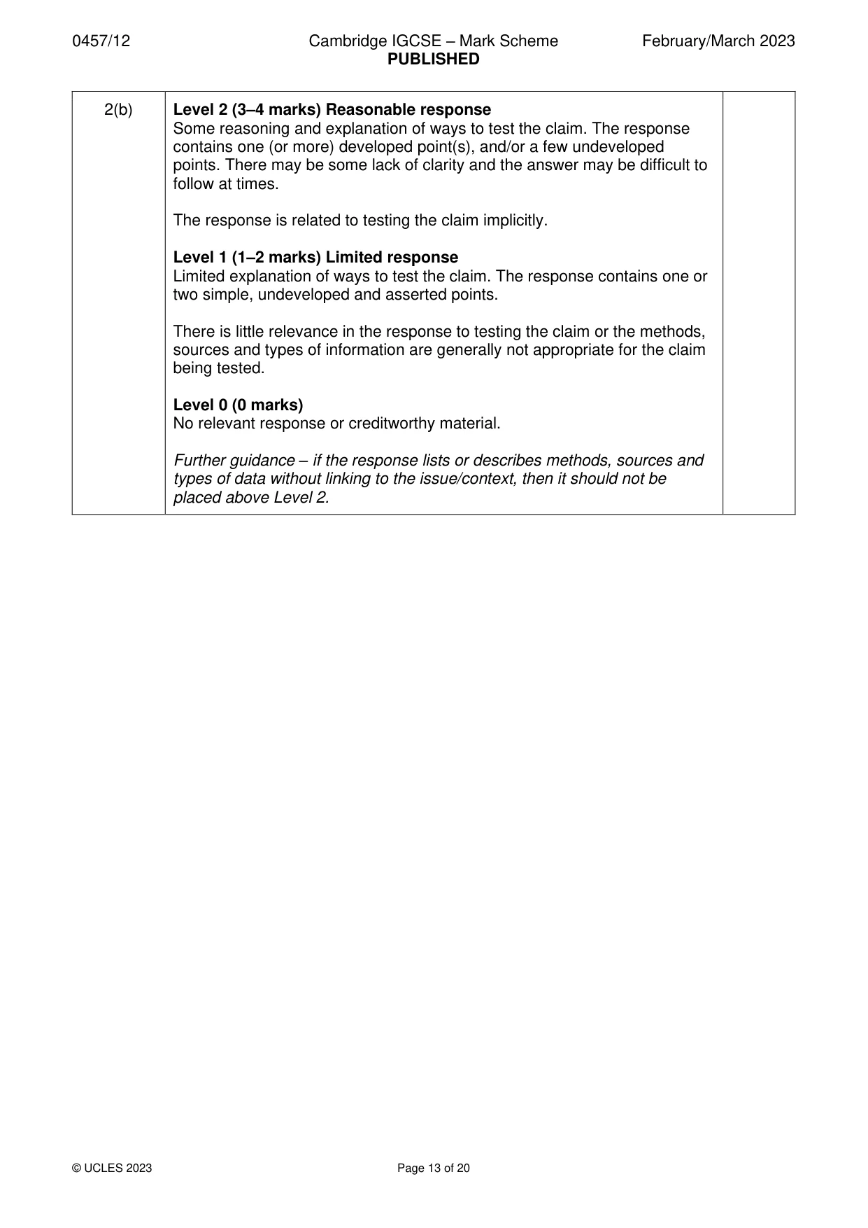 Mark scheme, page 13 of 20