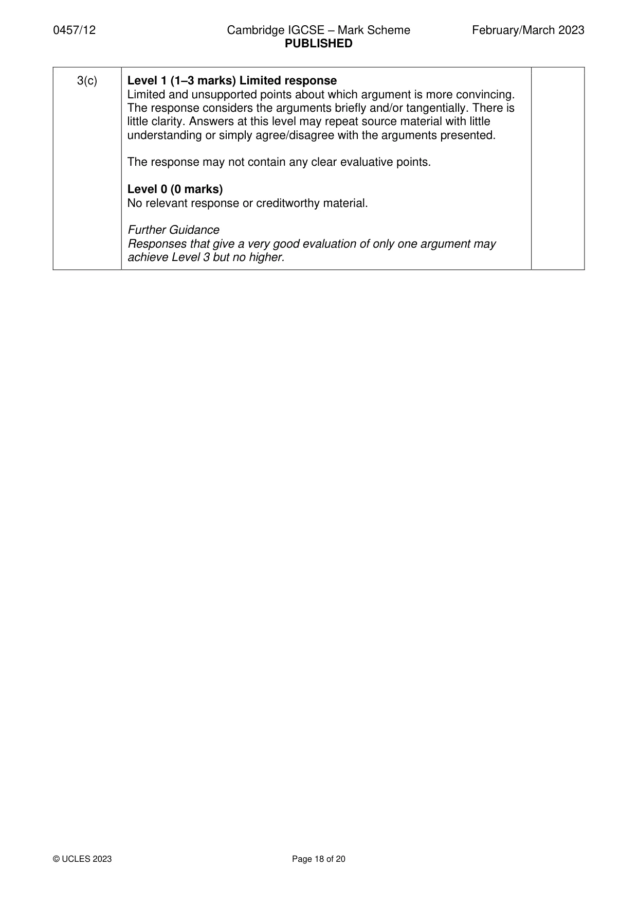 Mark scheme, page 18 of 20