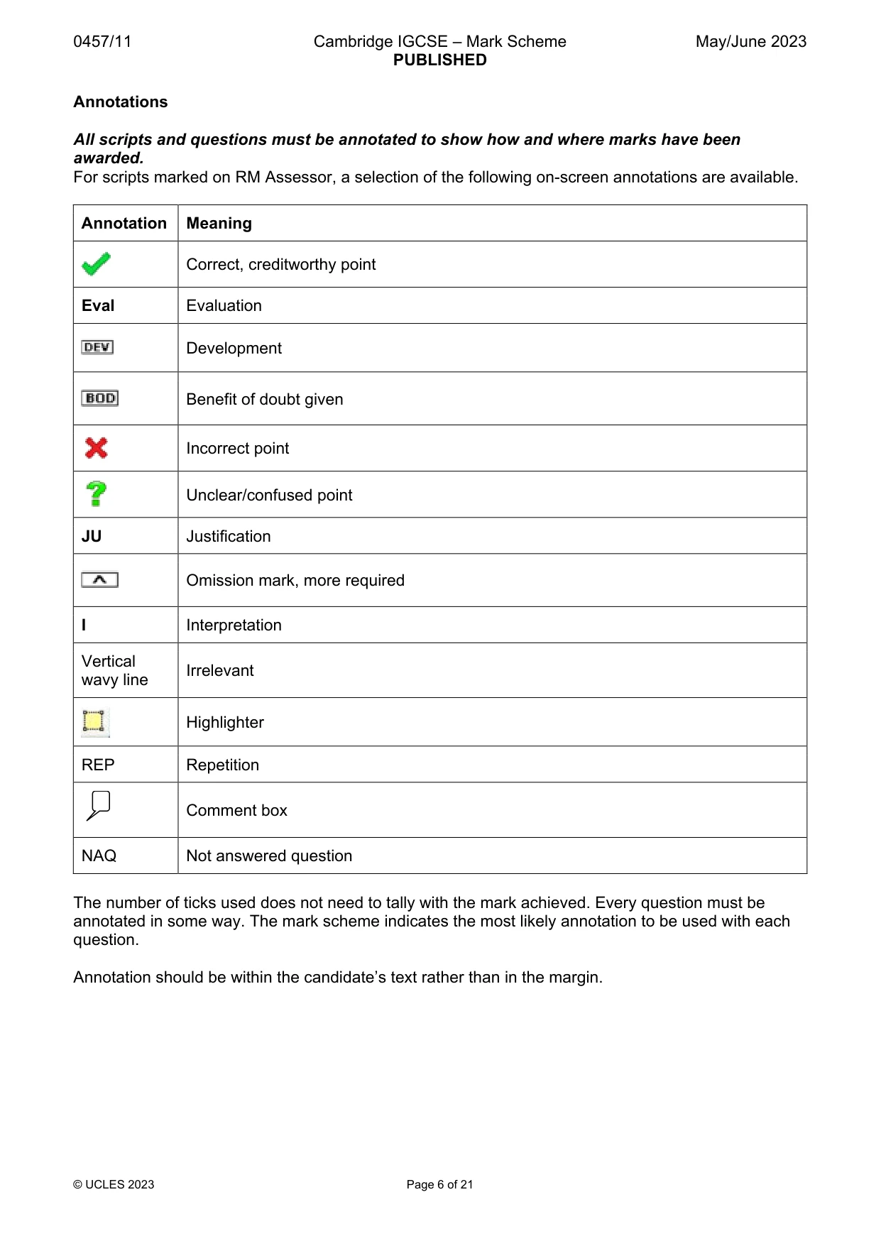 Mark scheme, page 6 of 21