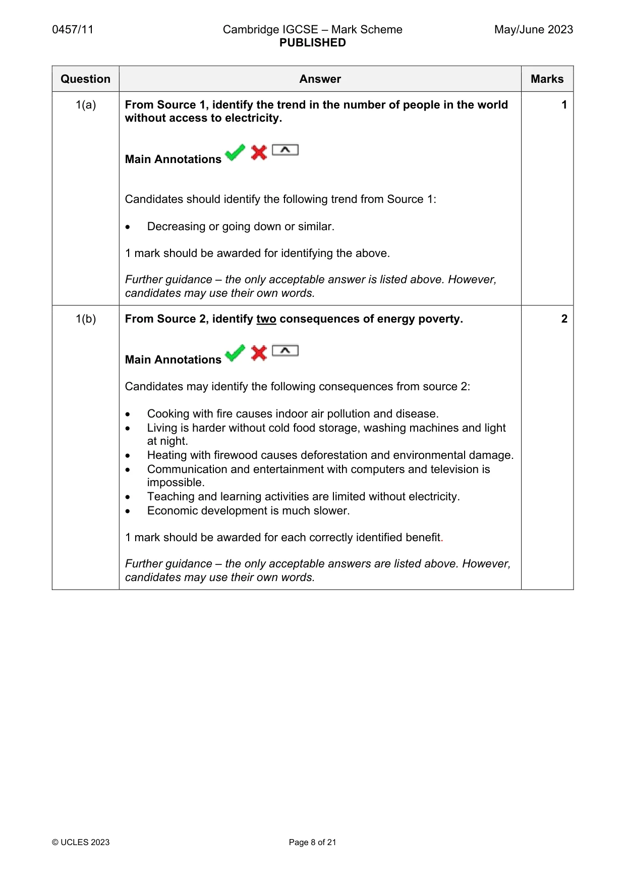 Mark scheme, page 8 of 21