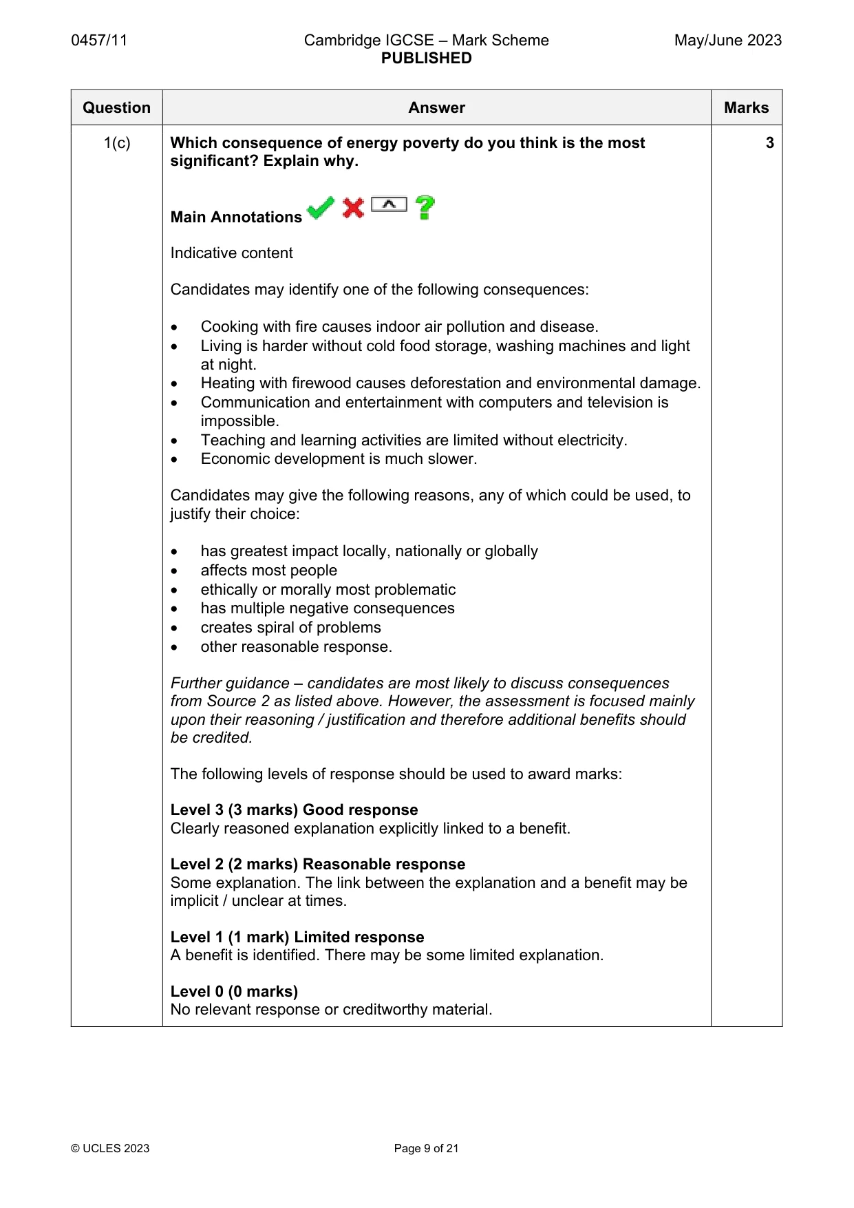 Mark scheme, page 9 of 21