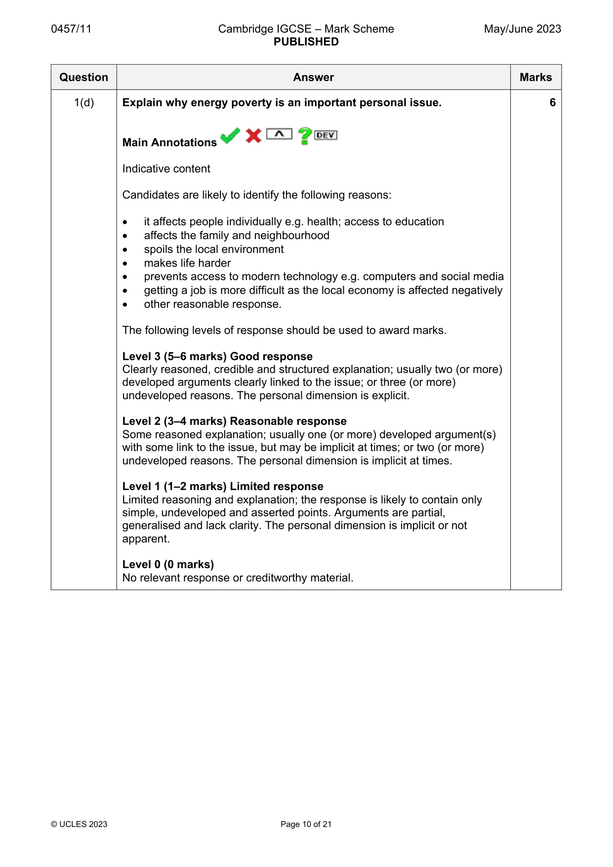 Mark scheme, page 10 of 21