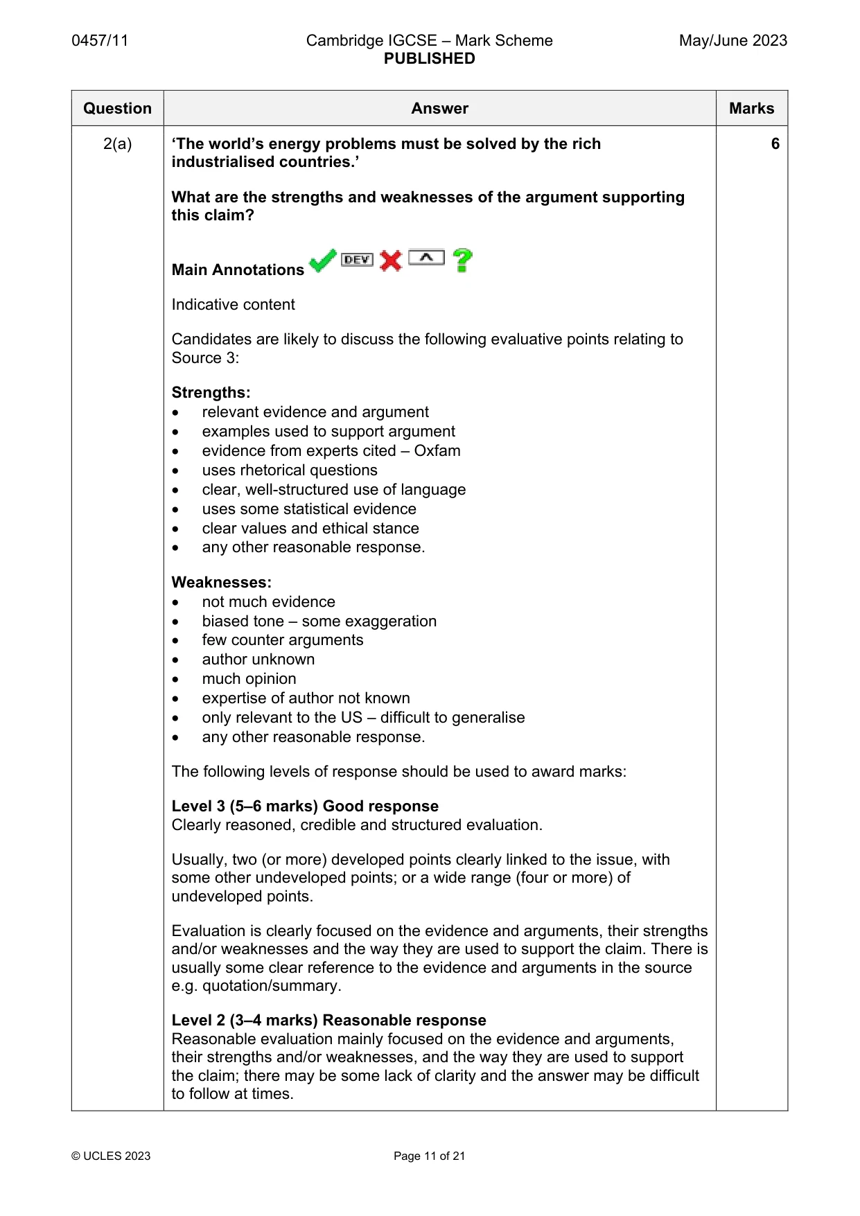 Mark scheme, page 11 of 21