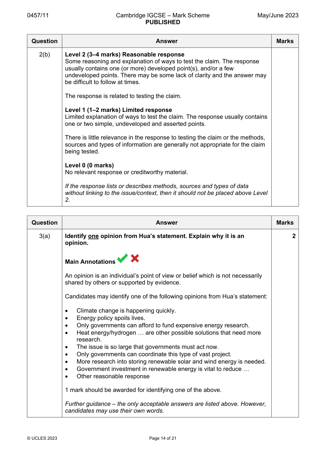 Mark scheme, page 14 of 21