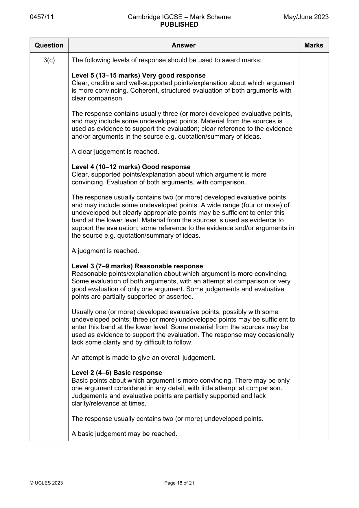 Mark scheme, page 18 of 21