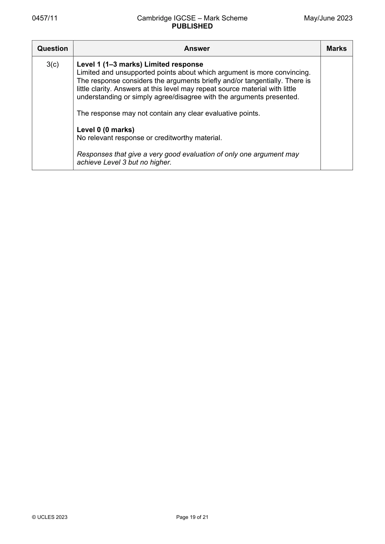 Mark scheme, page 19 of 21