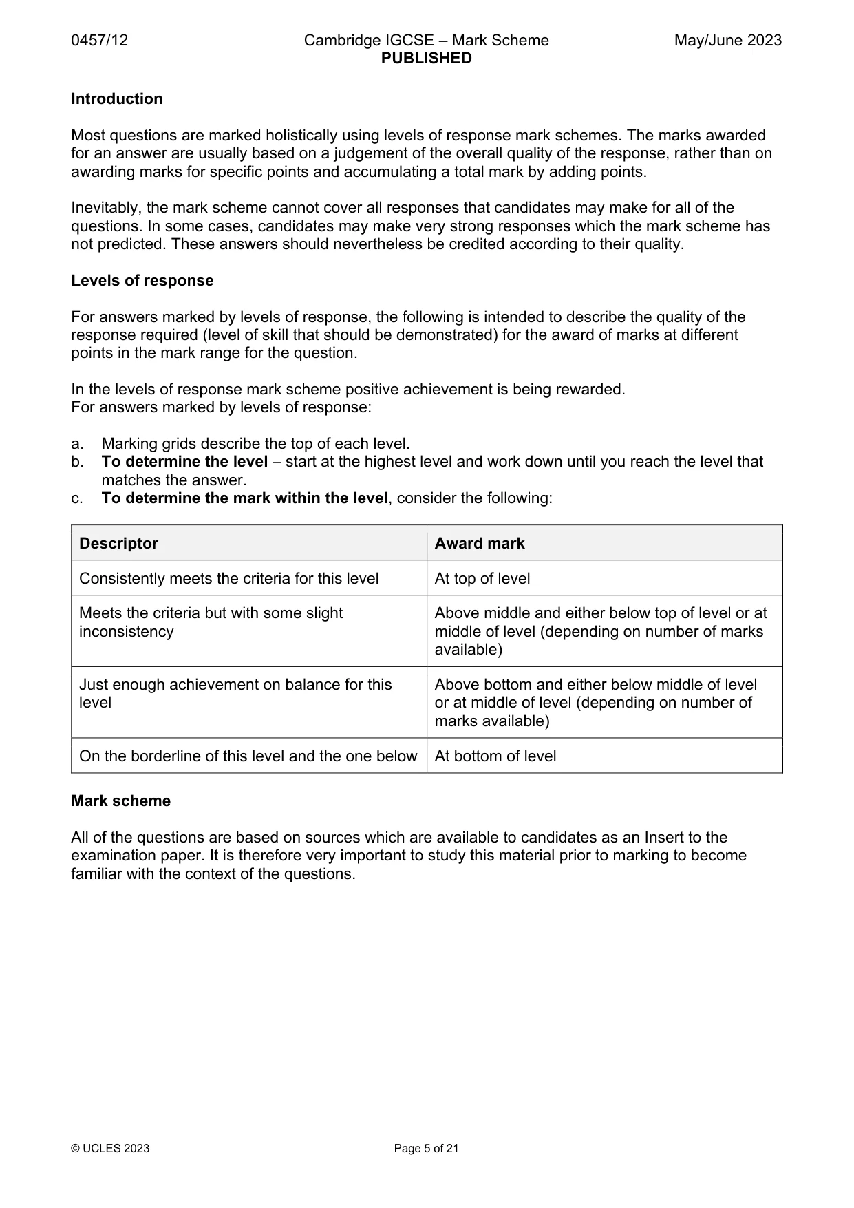 Mark scheme, page 5 of 21