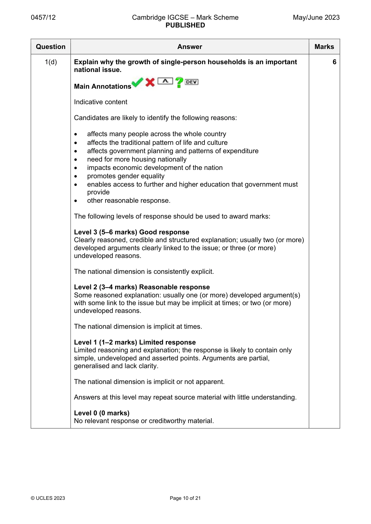 Mark scheme, page 10 of 21