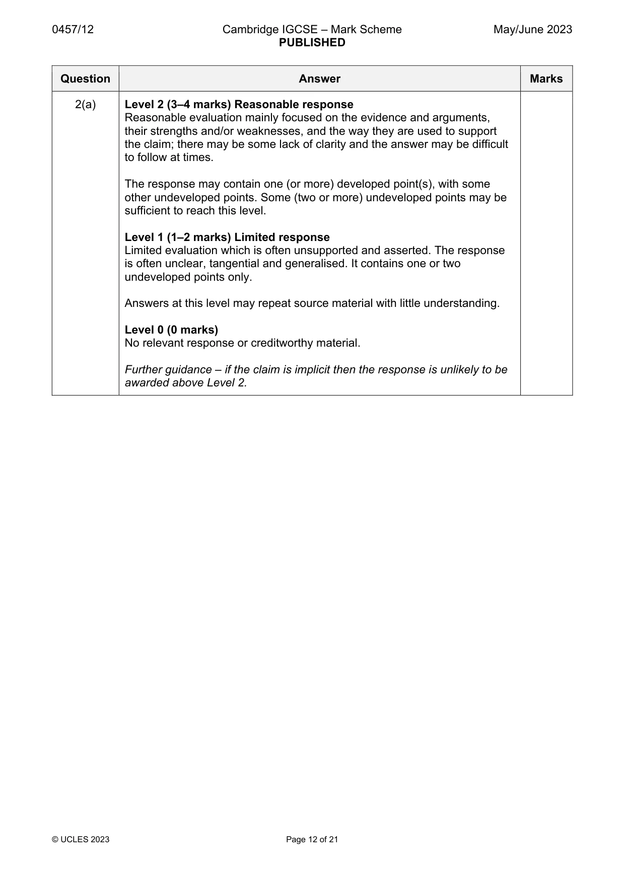 Mark scheme, page 12 of 21