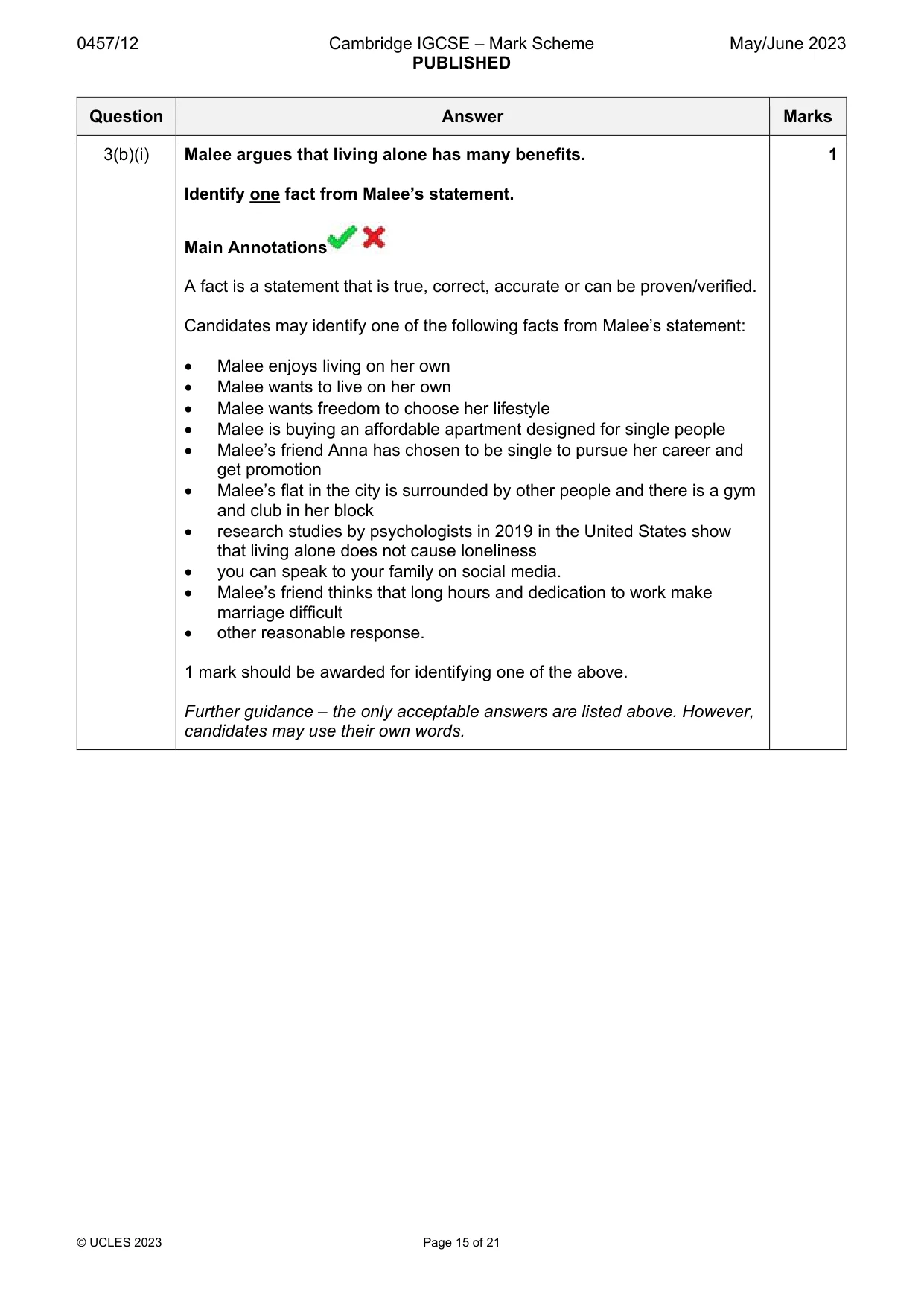 Mark scheme, page 15 of 21