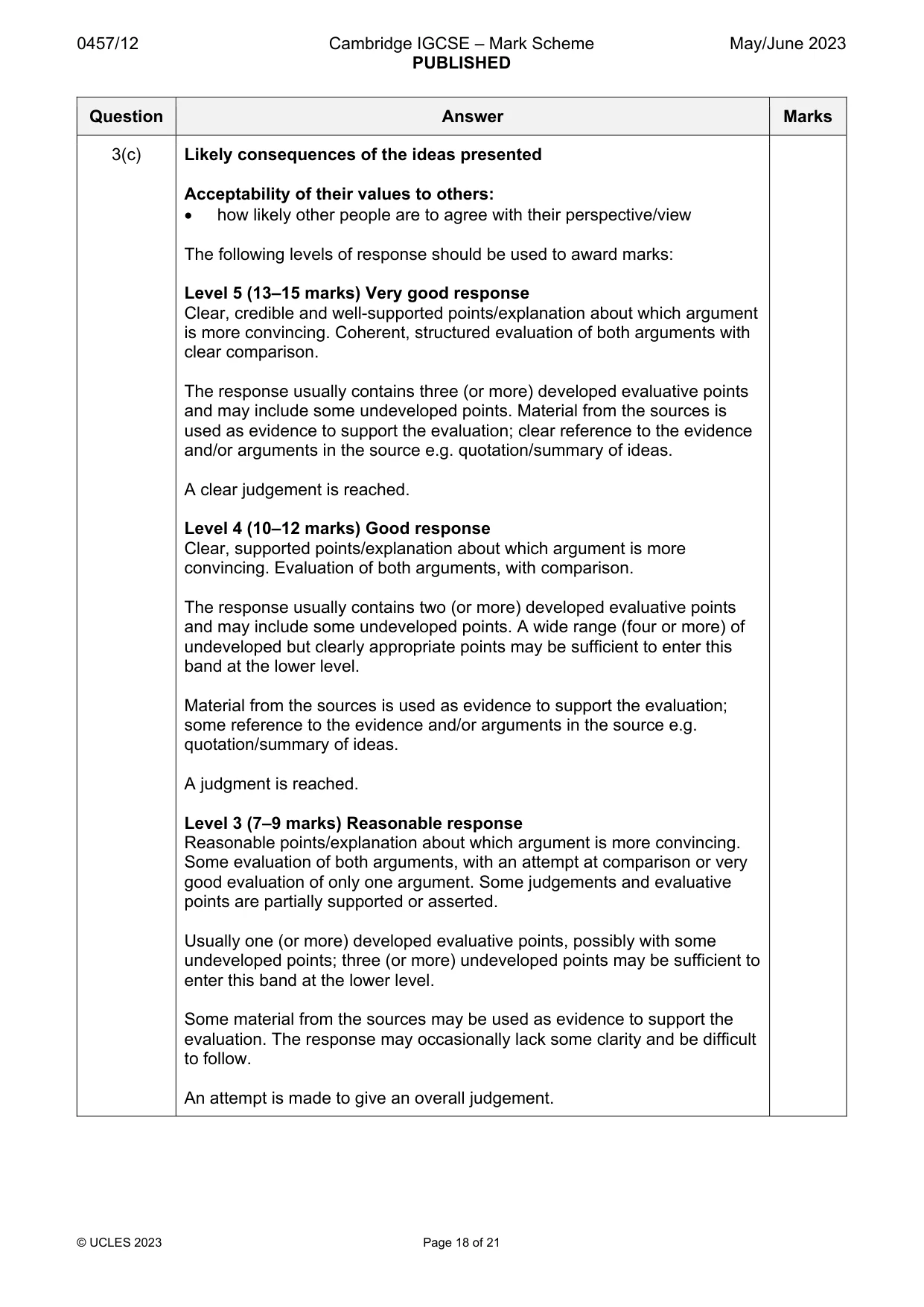 Mark scheme, page 18 of 21