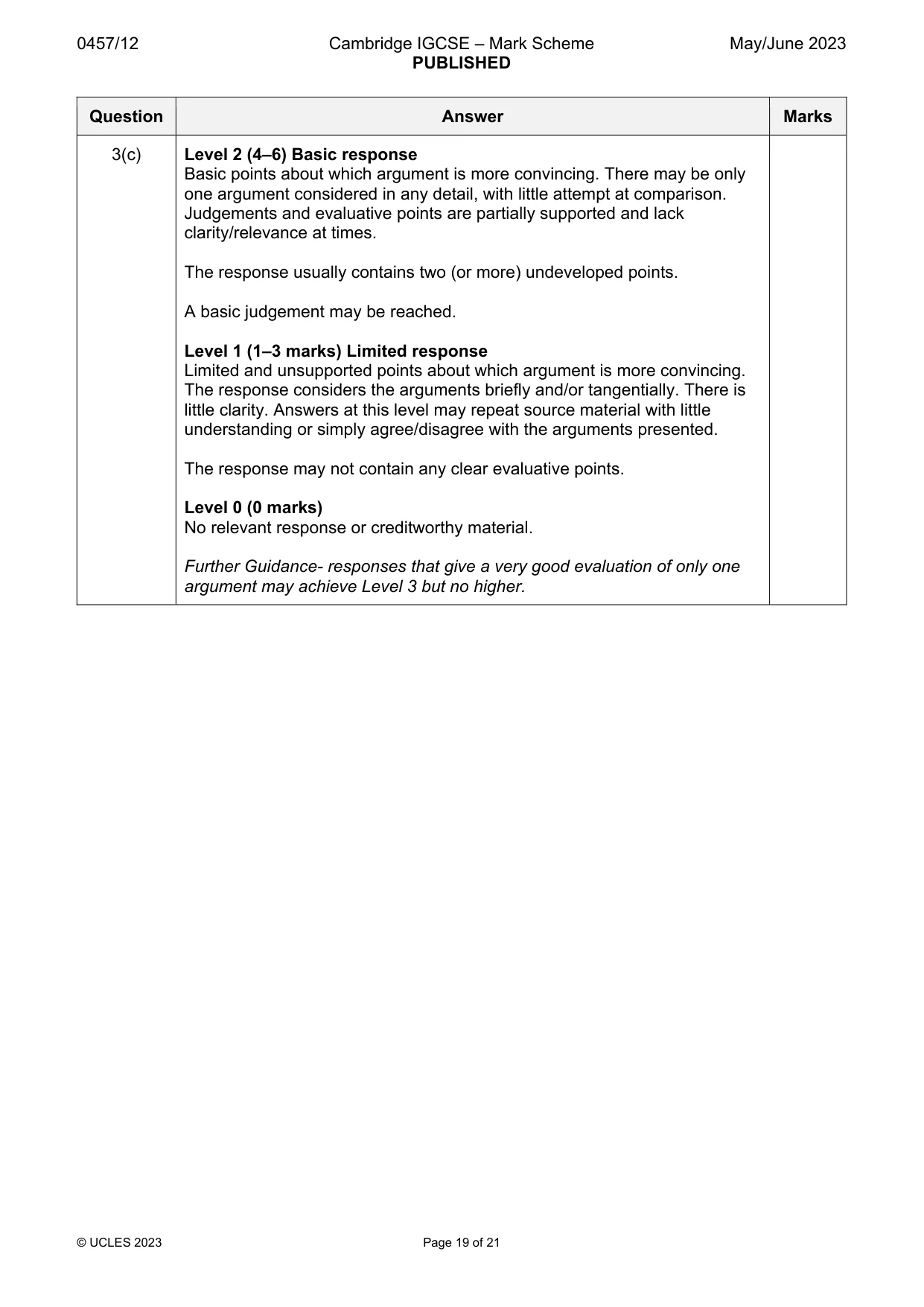 Mark scheme, page 19 of 21