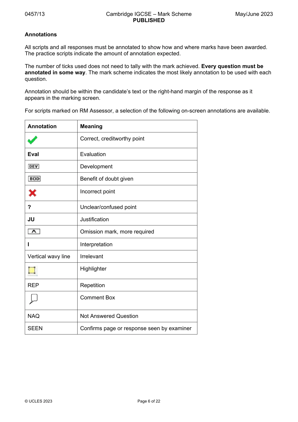 Mark scheme, page 6 of 22