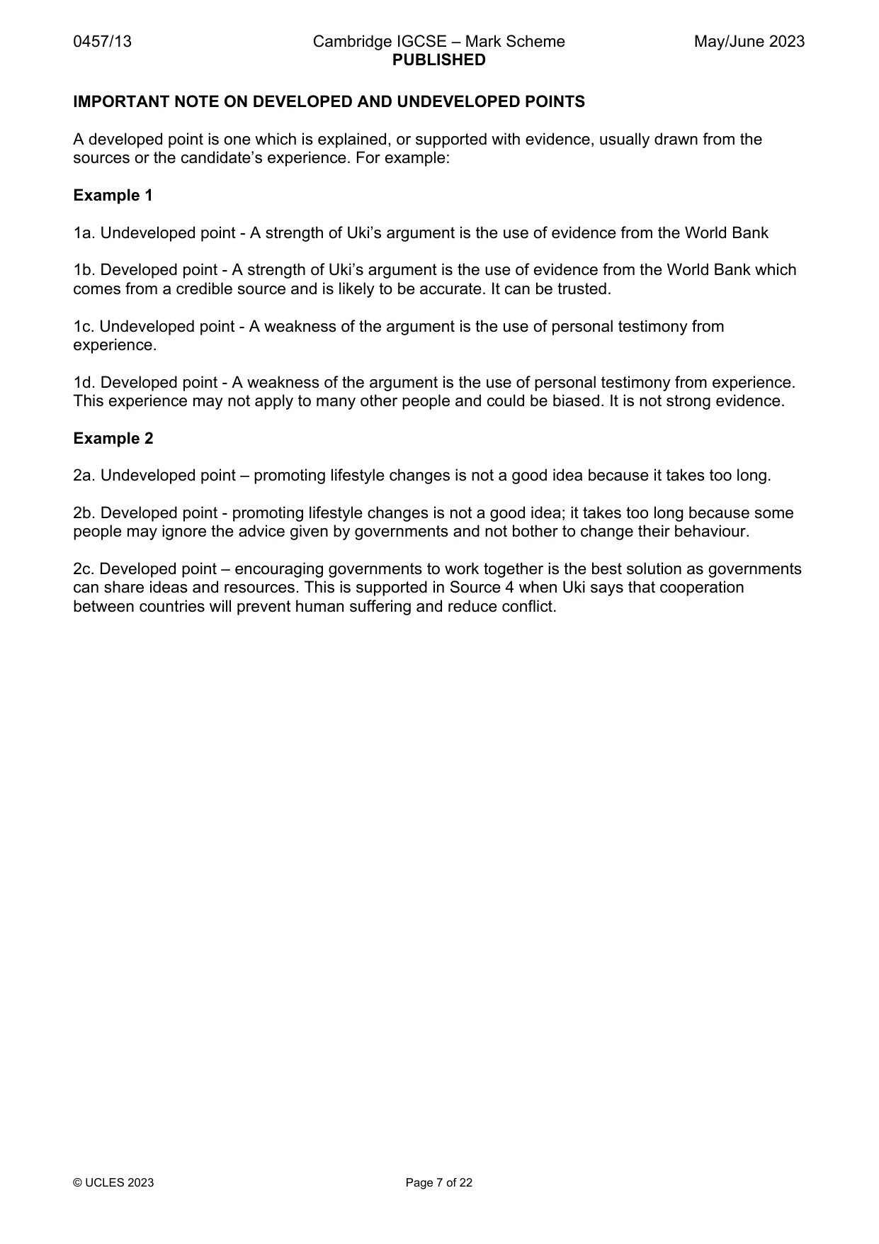 Mark scheme, page 7 of 22