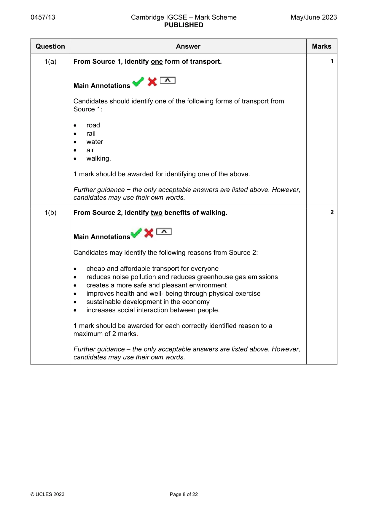 Mark scheme, page 8 of 22