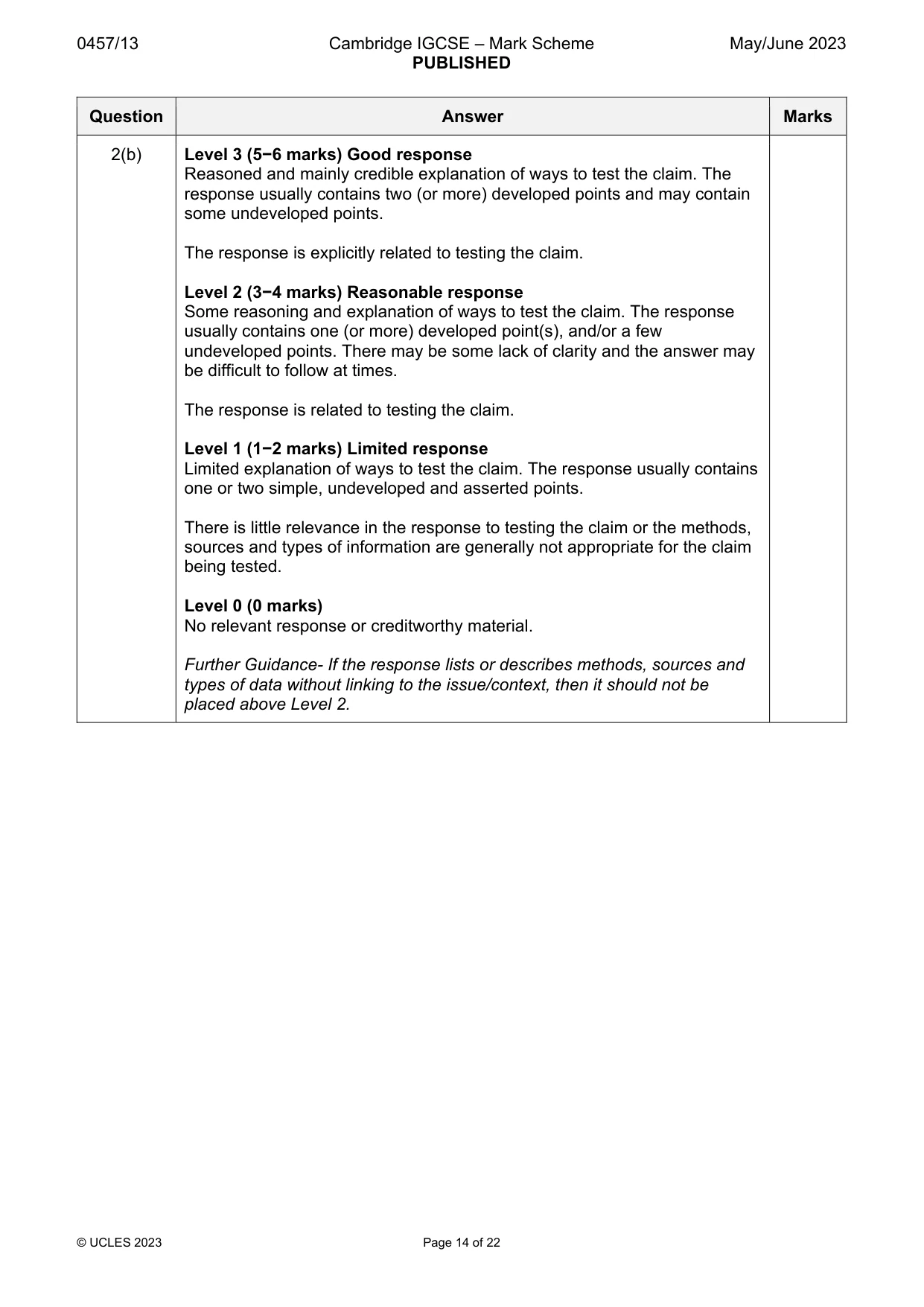 Mark scheme, page 14 of 22