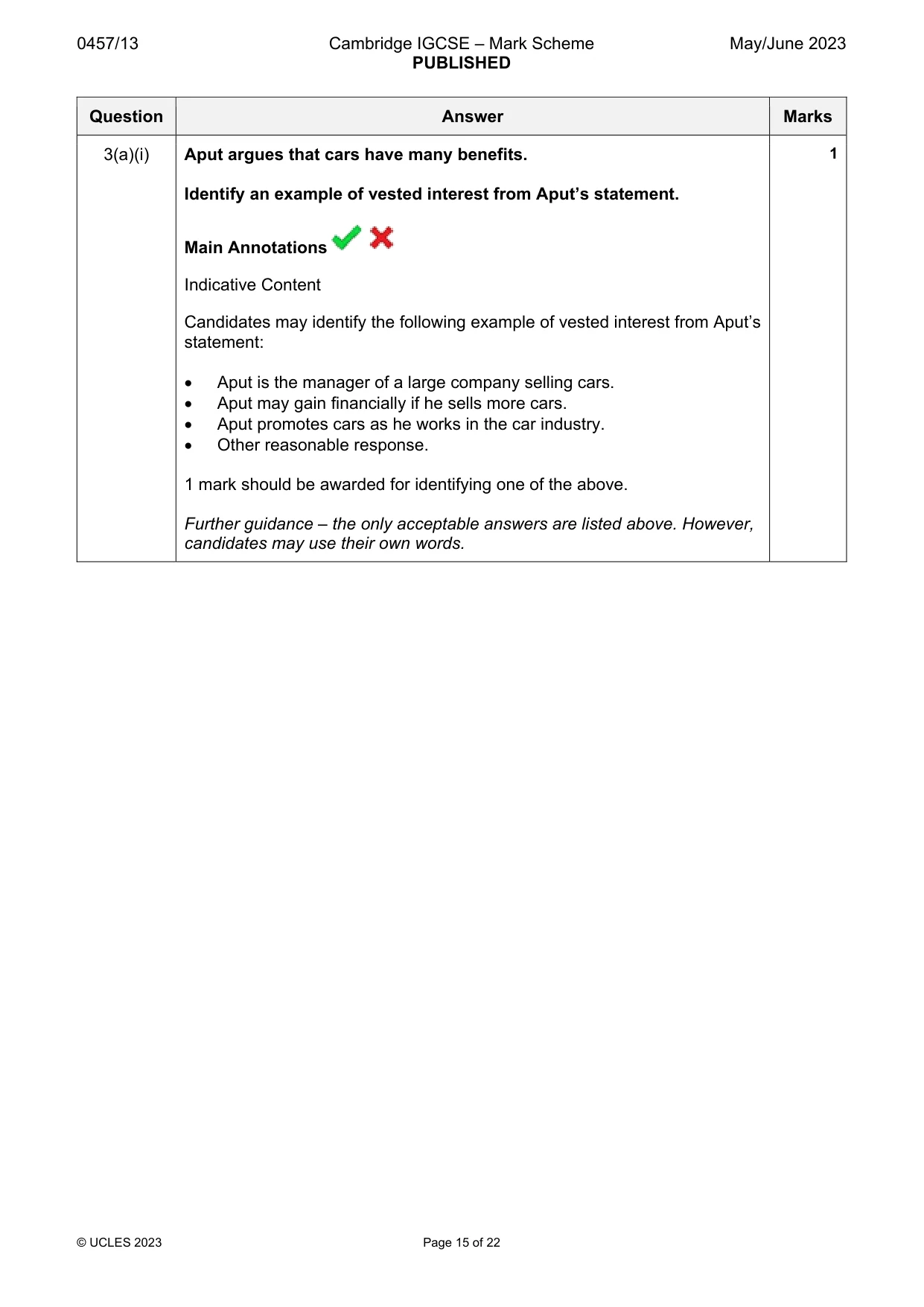 Mark scheme, page 15 of 22