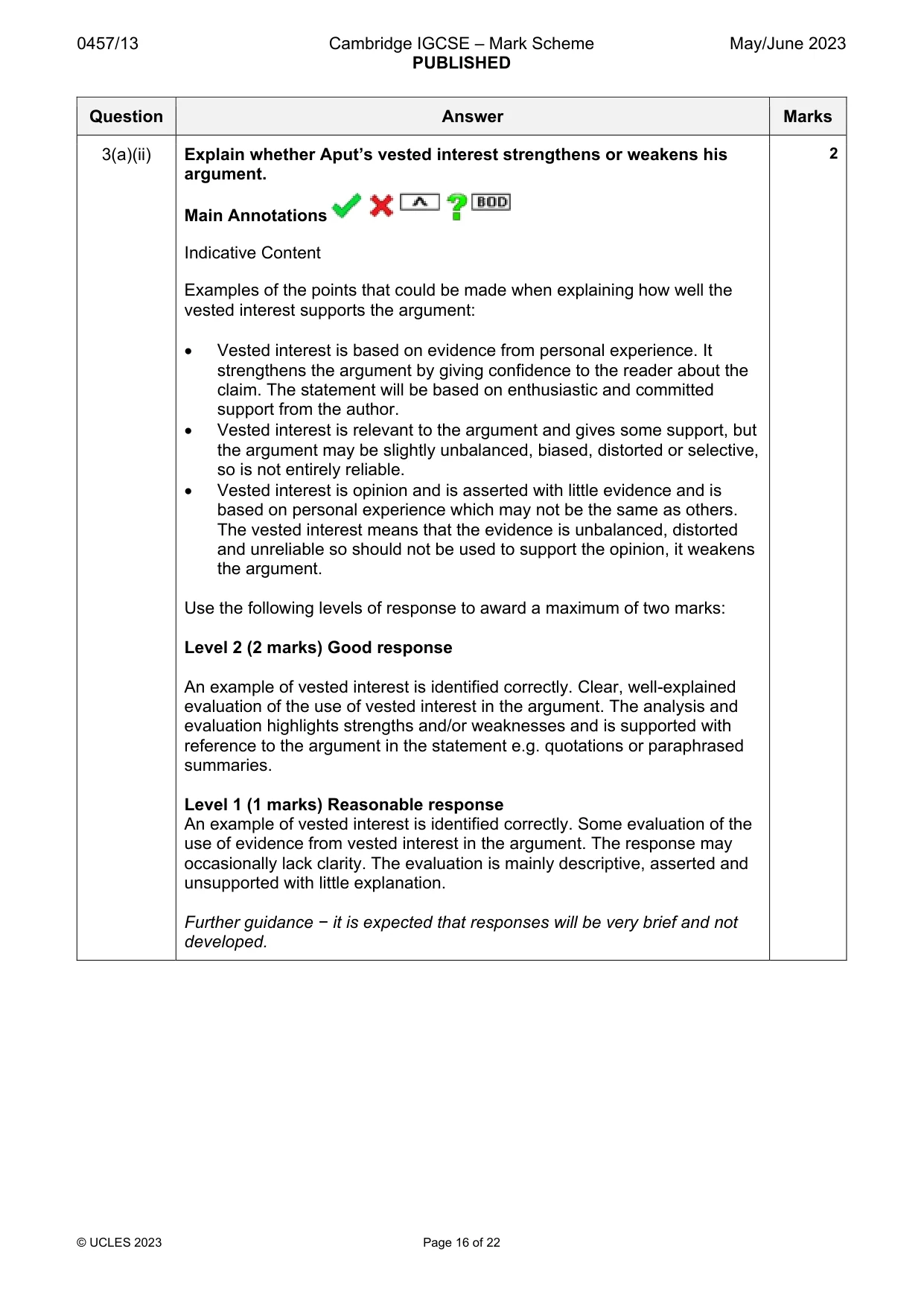 Mark scheme, page 16 of 22